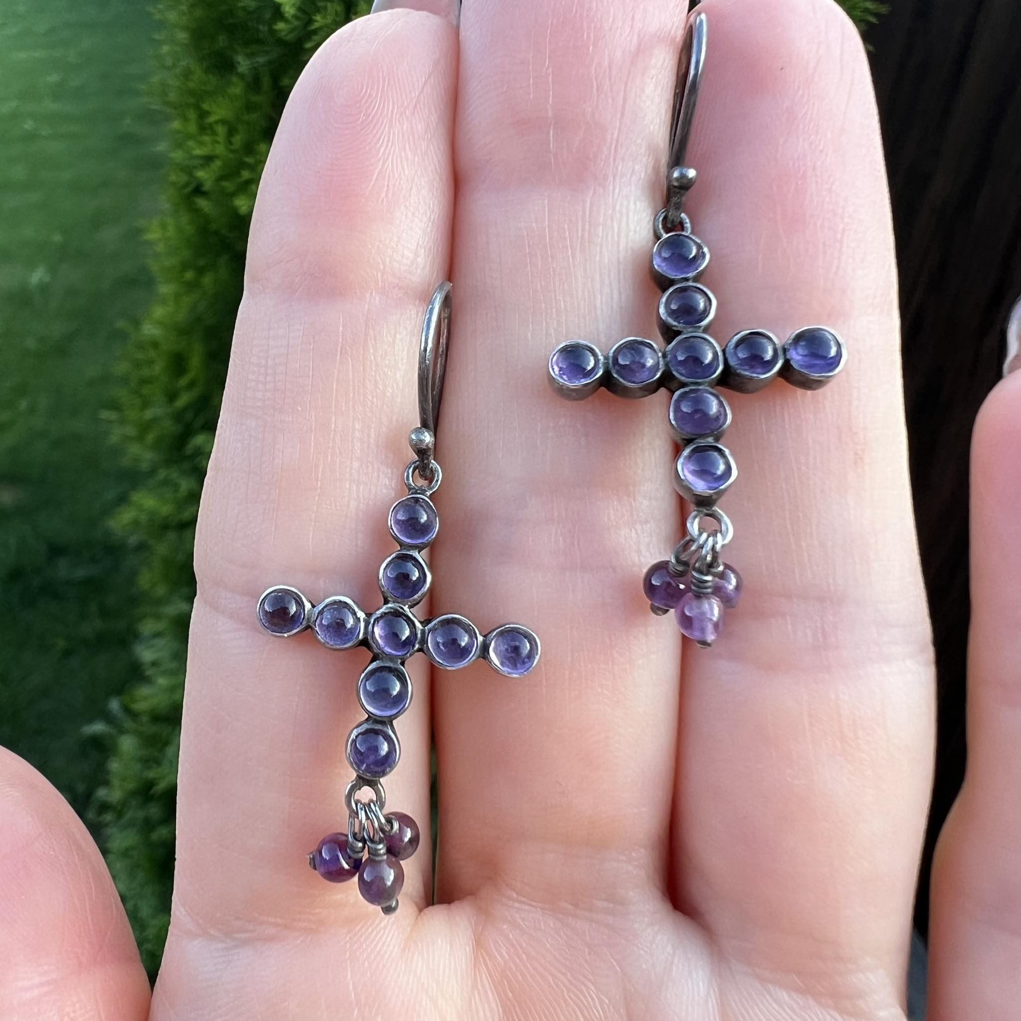 Vintage Vintage Sterling Silver 925 Jewelry Earrings Amethyst Stone Size ONE SIZE - 6 Thumbnail