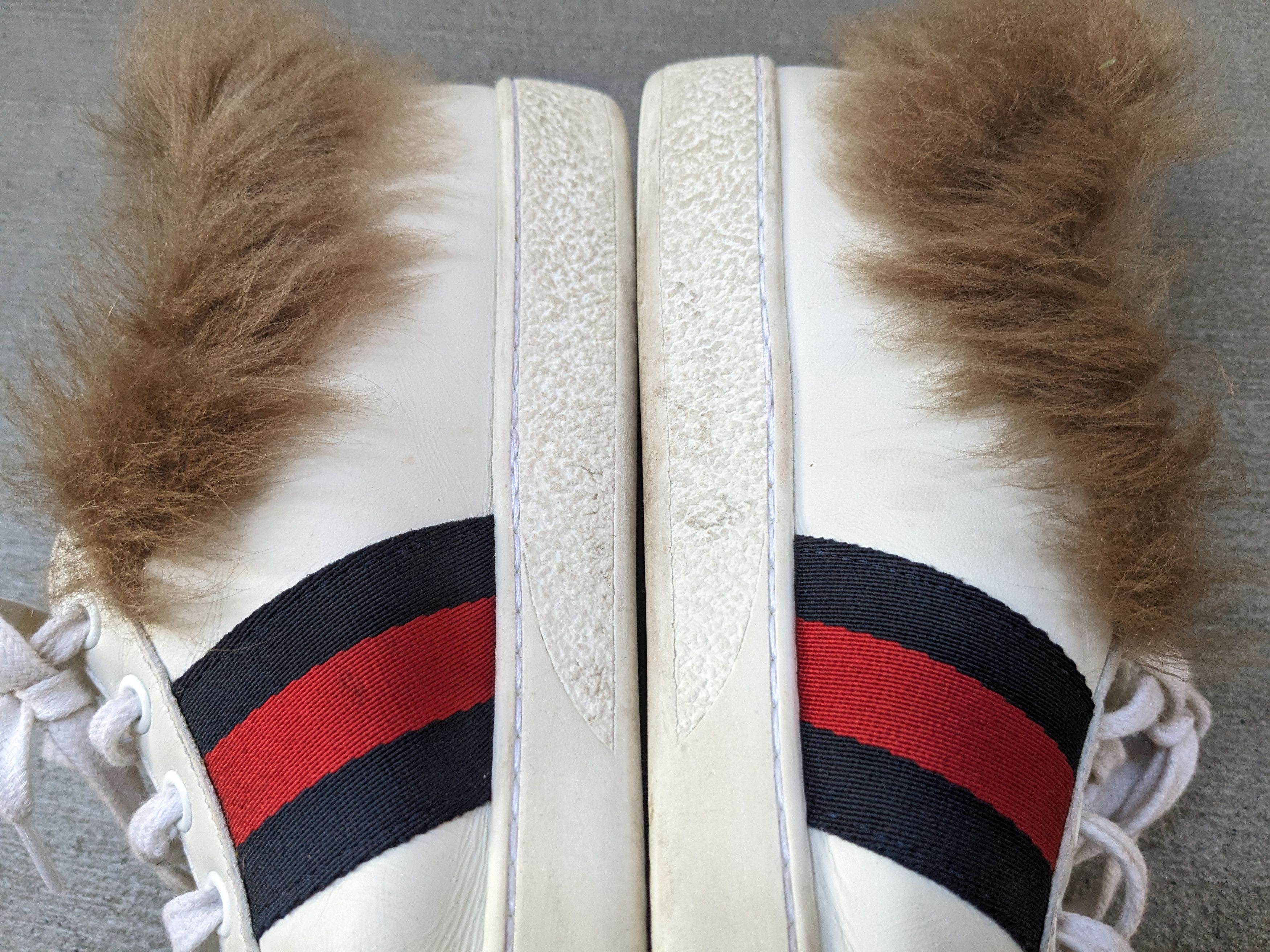 Gucci Women's Gucci Ace Sneakers Bee White 8 Low Top Fur Shearling Size US 8 / IT 38 - 8 Thumbnail