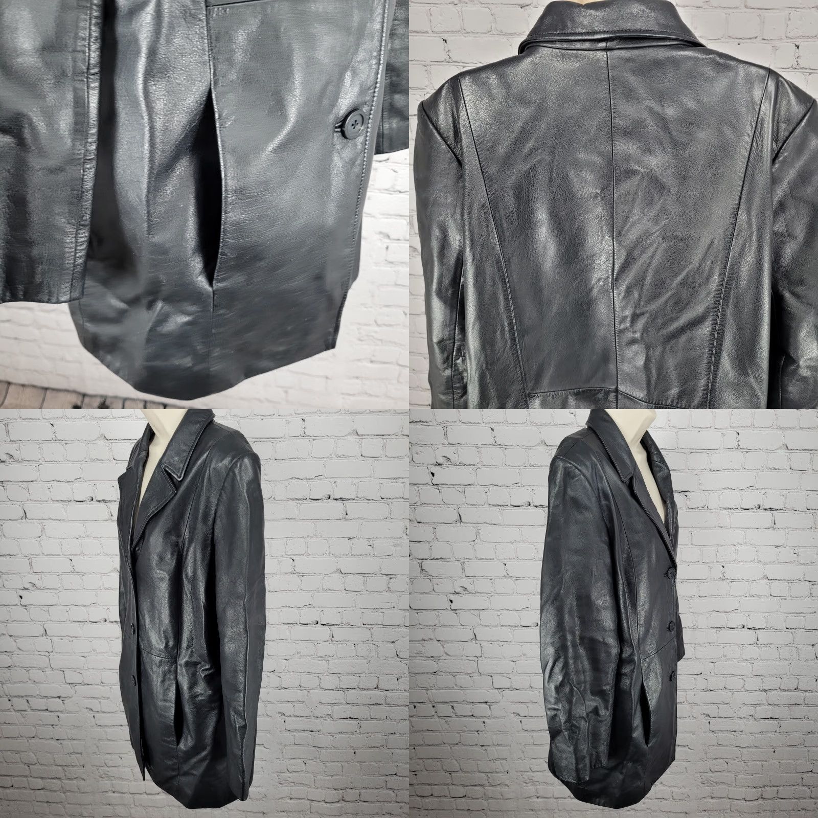 Preston & York Preston & York Jacket Women Black Leather Buttoned Pockets M 90s Classic Casual Size M / US 6-8 / IT 42-44 - 9 Thumbnail