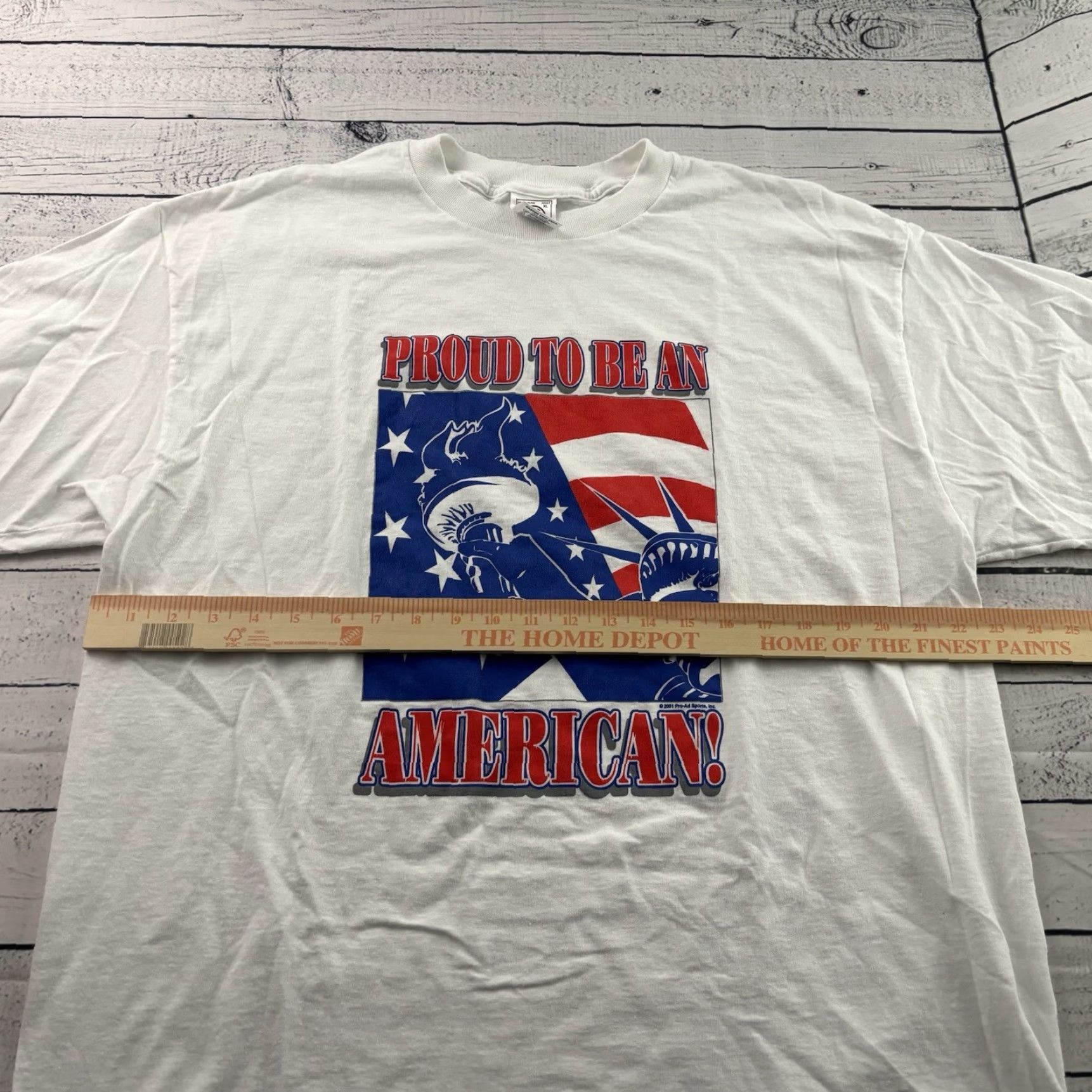 Delta VTG Delta Pro Weight T-Shirt Mens XL White Proud To Be An American Short Sleeve Crew Neck 2001 Vintage Size US XL / EU 56 / 4 - 5 Thumbnail