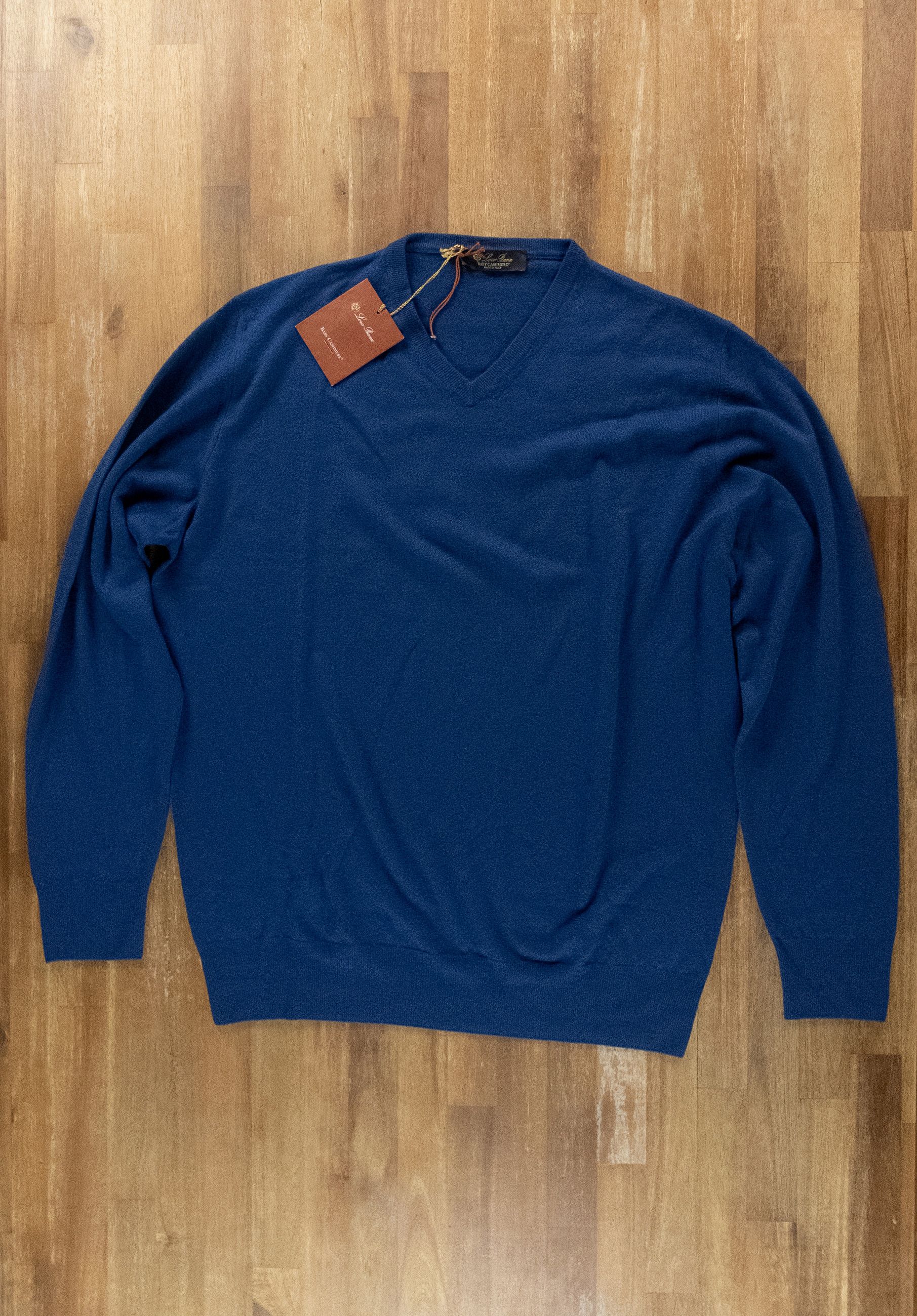 Loro Piana LORO PIANA blue lightweight baby cashmere v-neck sweater 3XL Size US XXL / EU 58 / 5 - 1 Thumbnail