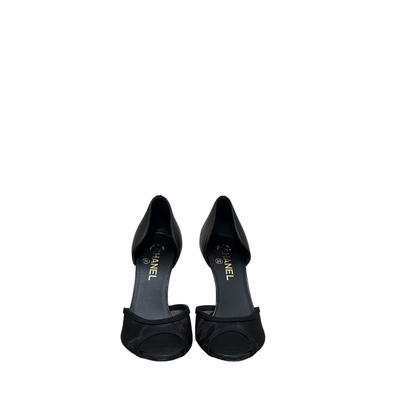 Chanel Chanel Black Canvas & Leather D'Orsay Pumps Sz. 40 Size US 9 / IT 39 - 3 Thumbnail