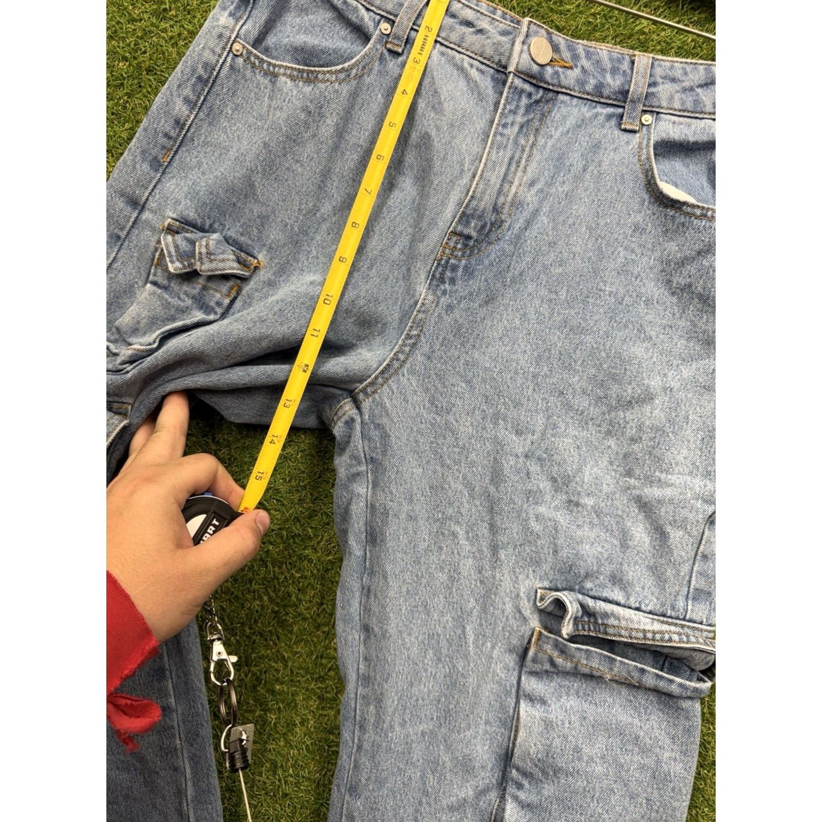 Vintage VINTAGE Banjara Jeans Womens 11/29 Light Wash Denim Wide-Leg 31in 29in Cargo Pocket Y2K Grunge Skater Size 32" / US 10 / IT 46 - 5 Thumbnail