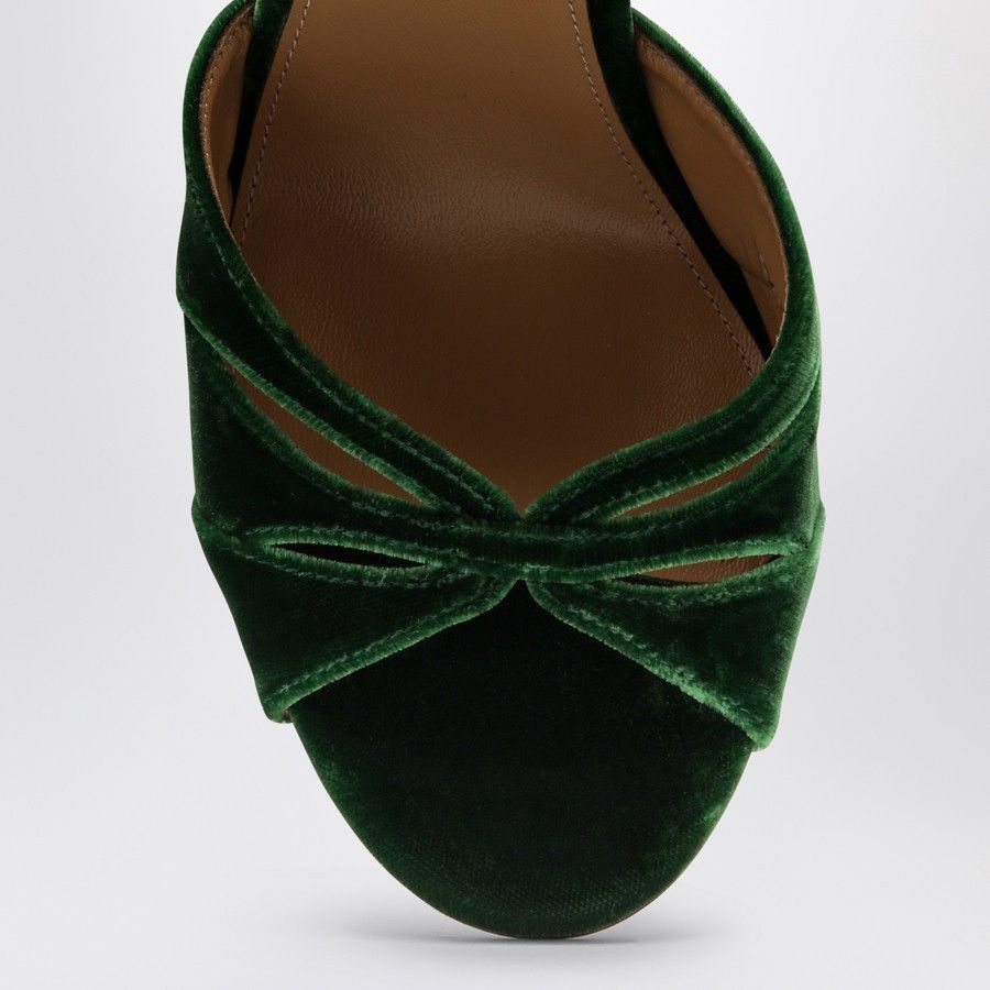Aquazzura o1d2blof0824 Velvet Sandals in Dark Green Size US 6 / IT 36 - 3 Thumbnail