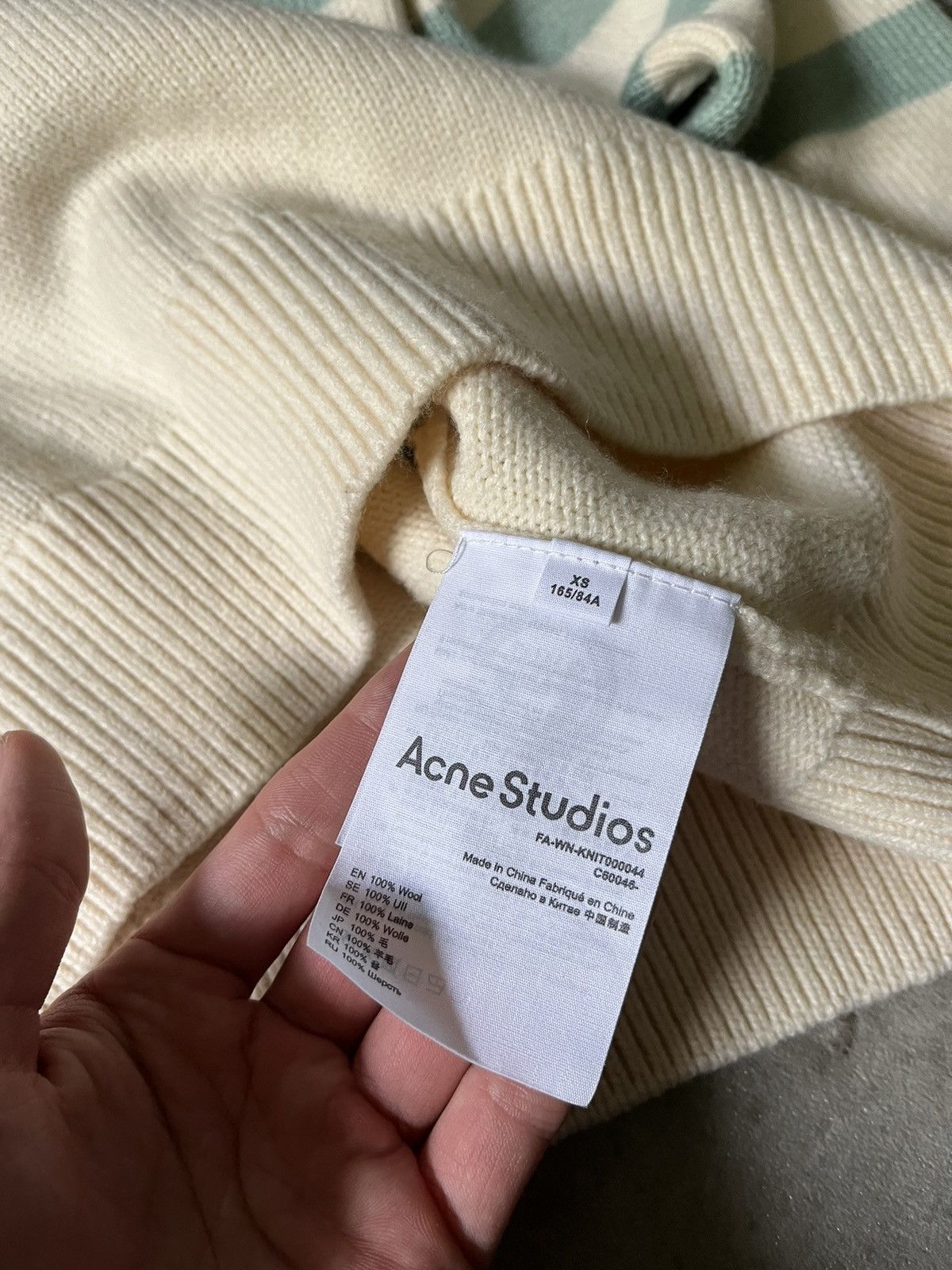 Acne Studios Acne Studios striped sweater beige green wool Size US S / EU 44-46 / 1 - 7 Thumbnail