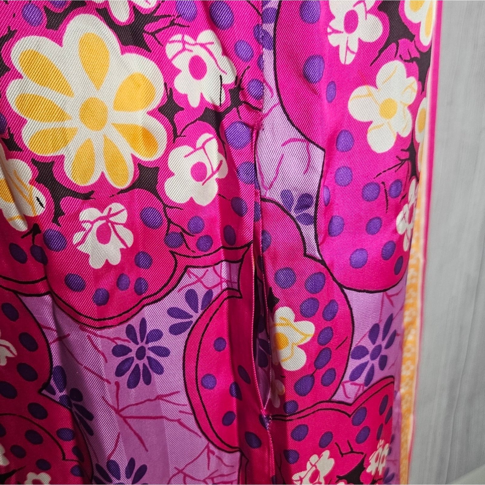 Vintage 60s Lane Bryant Psychedelic Bright Pink Floral Groovy Kaftan Size L / US 10 / IT 46 - 5 Thumbnail