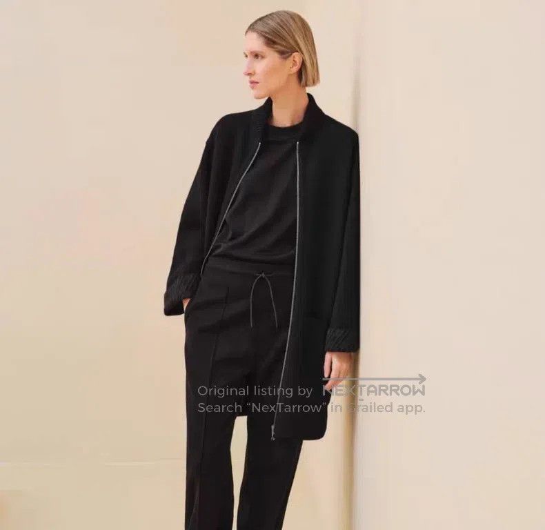 Hermes Hermes Black Double-Faced Long Wool Coat with One Side Bla Size XXS / US 00 / IT 34 - 8 Thumbnail