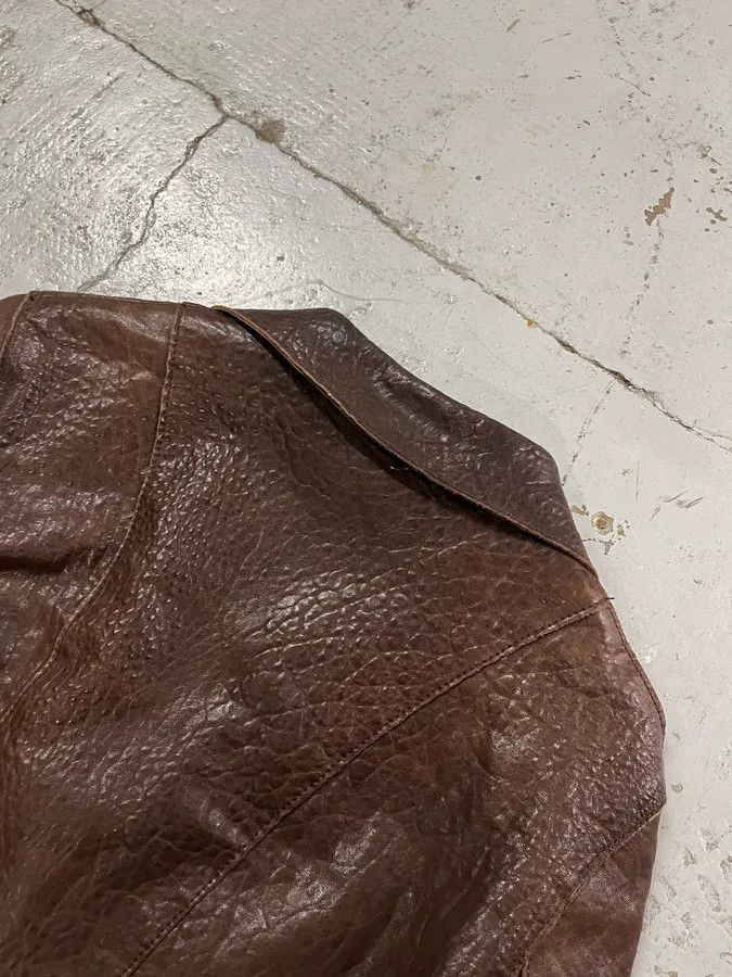 Vintage 1990s Massimo Rebecchi Textured Brown Leather Blazer Jacket Size US S / EU 44-46 / 1 - 7 Thumbnail