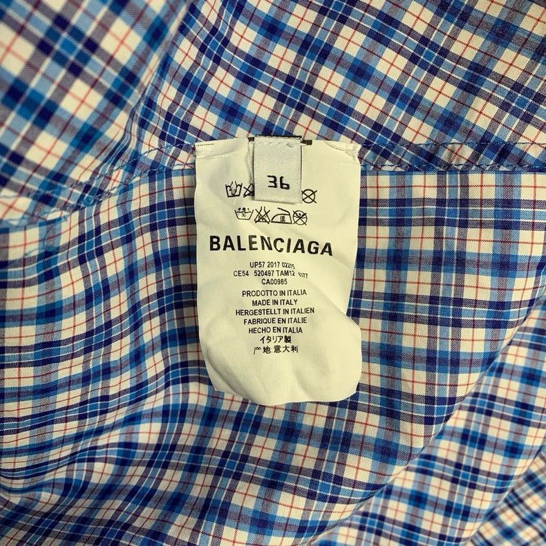 Balenciaga Balenciaga size 36 Blue and White Plaid Shirt Size S / US 4 / IT 40 - 4 Thumbnail