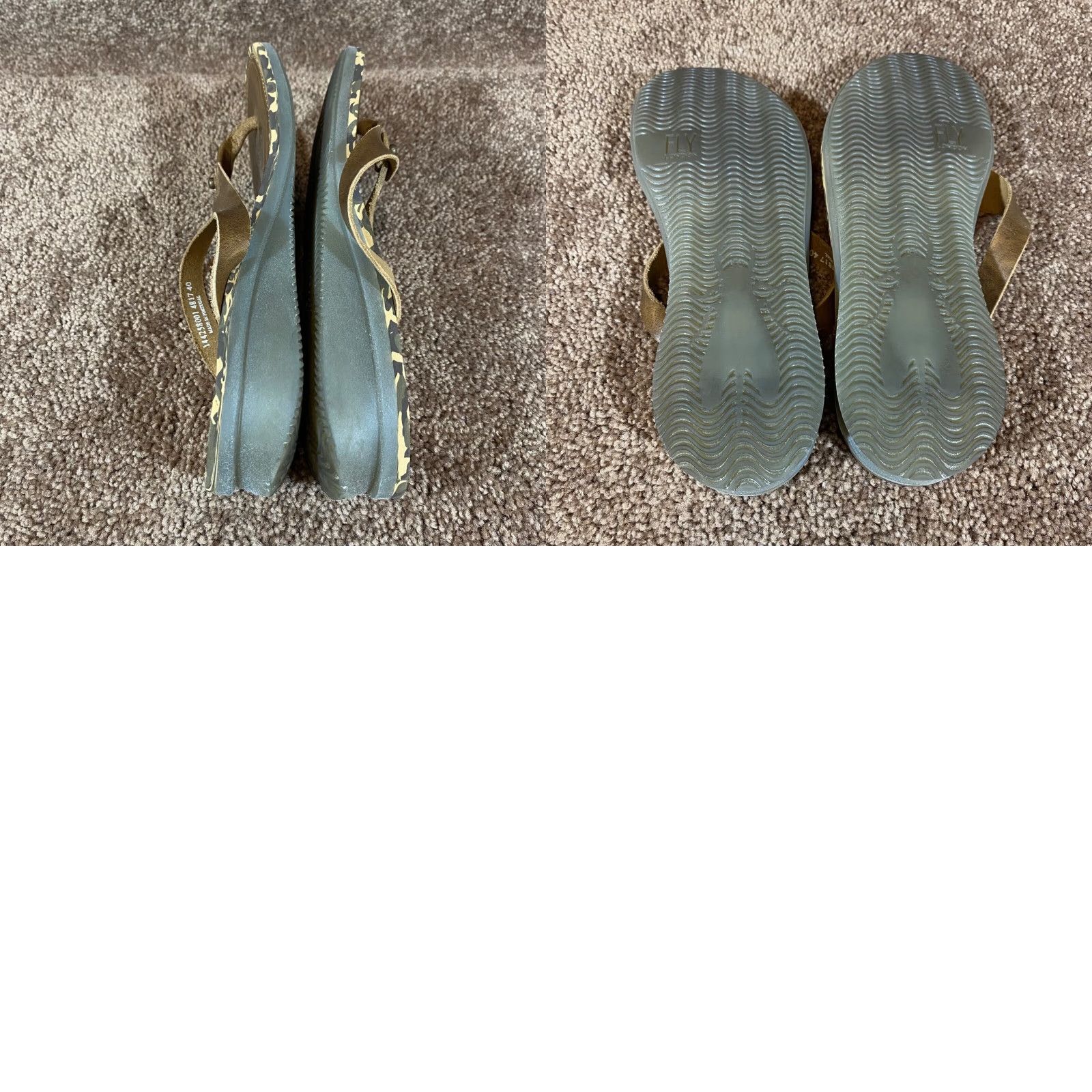 Fly London Fly London Womens Sandal Flip Flop Brown Leather Strap Size 40 US 9-9.5 Buckle Logo Wedge Straps Casual Shoes Size US 9 / IT 39 - 8 Thumbnail
