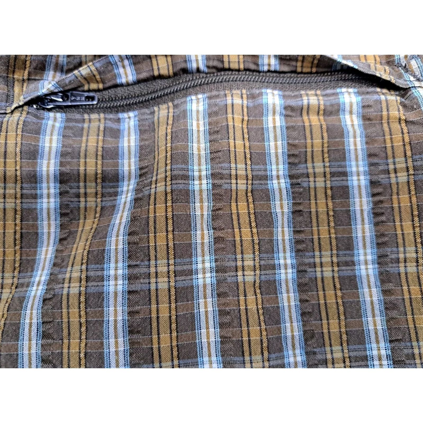 Vintage Columbia Mens Button-Up Shirt Short Sleeve Brown Plaid Front Zip Pocket Regular Knit 2XL Size US XXL / EU 58 / 5 - 4 Thumbnail