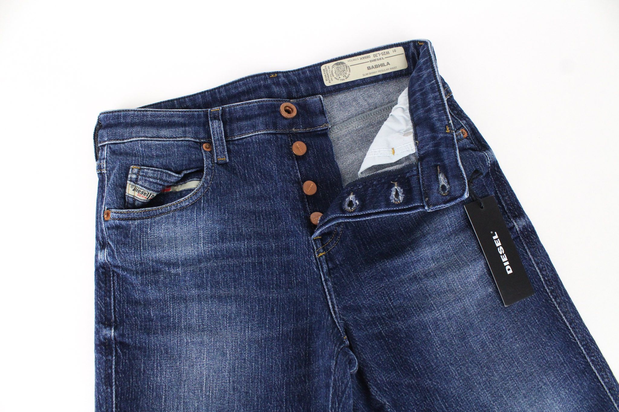 Diesel BABHILA 089AH W25/L30 Dark Blue Buttoned Jeans 72469 Size 25" / US 0 / IT 36 - 3 Thumbnail
