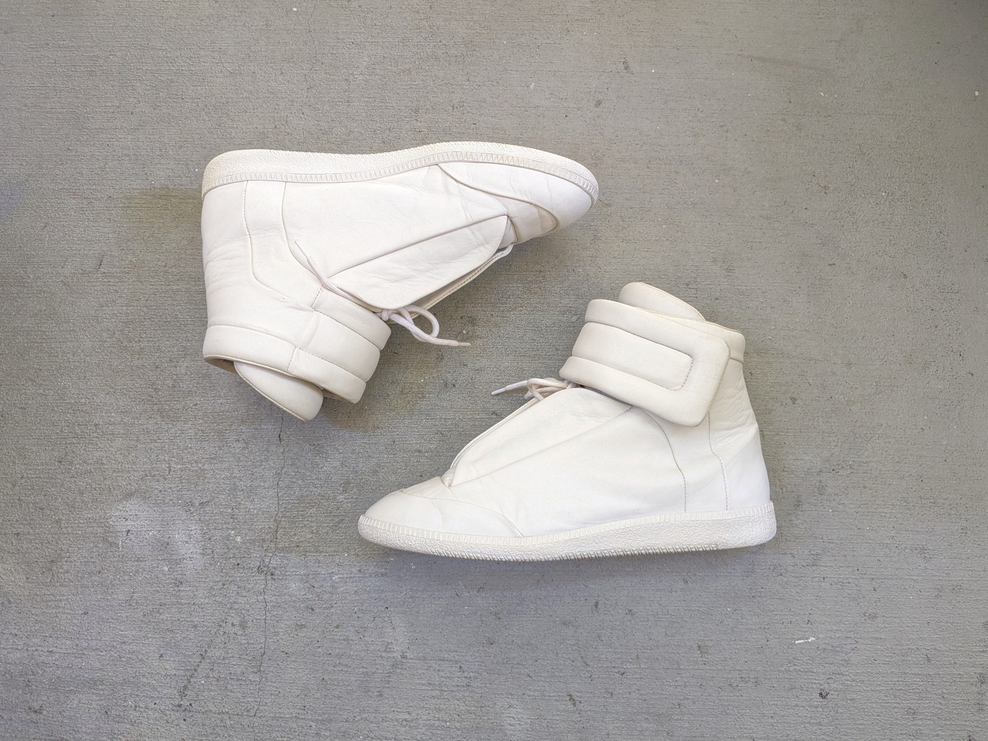 Maison Margiela Future White 9 42 Leather High Tops Shoes, Men's