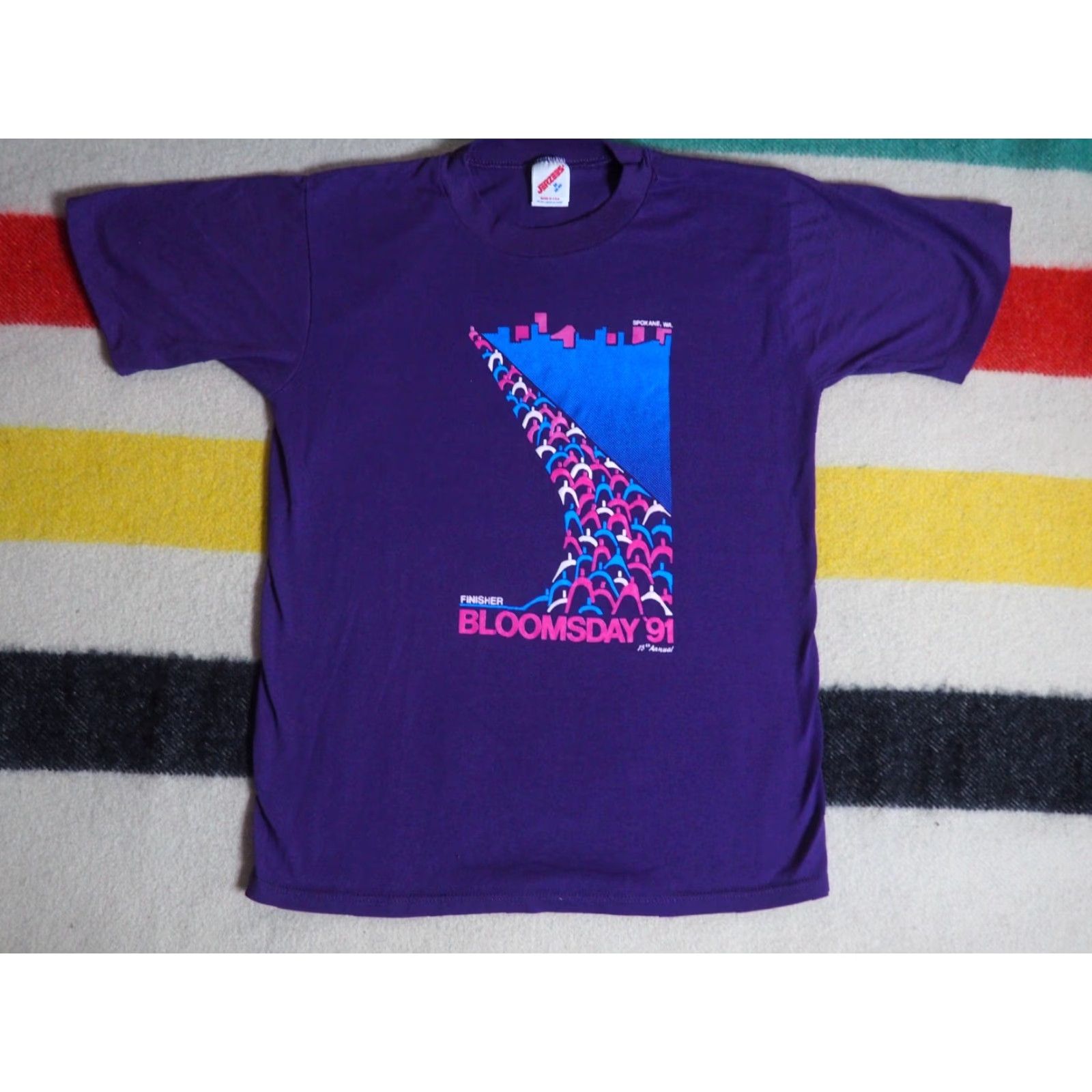 Jerzees VTG 90s Jerzees 1991 Bloomsday Marathon Spokane WA Purple USA Tee T-Shirt Mens M Size US M / EU 48-50 / 2 - 2 Thumbnail