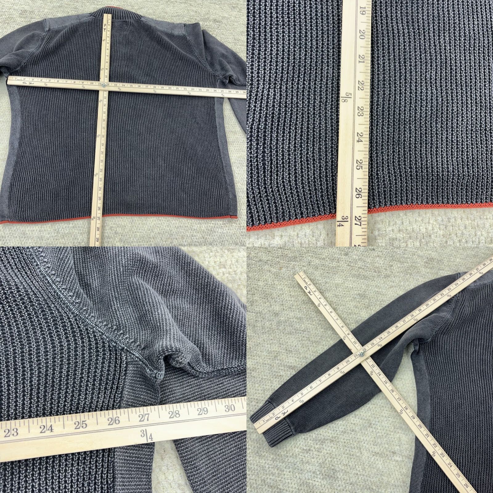 Carbon2Cobalt Corban 2 Cobalt Gray Cotton Chunky Knit Sweater Men XL Pullover Zip Mock Neck 1/2 Zip Solid Size US XL / EU 56 / 4 - 8 Thumbnail
