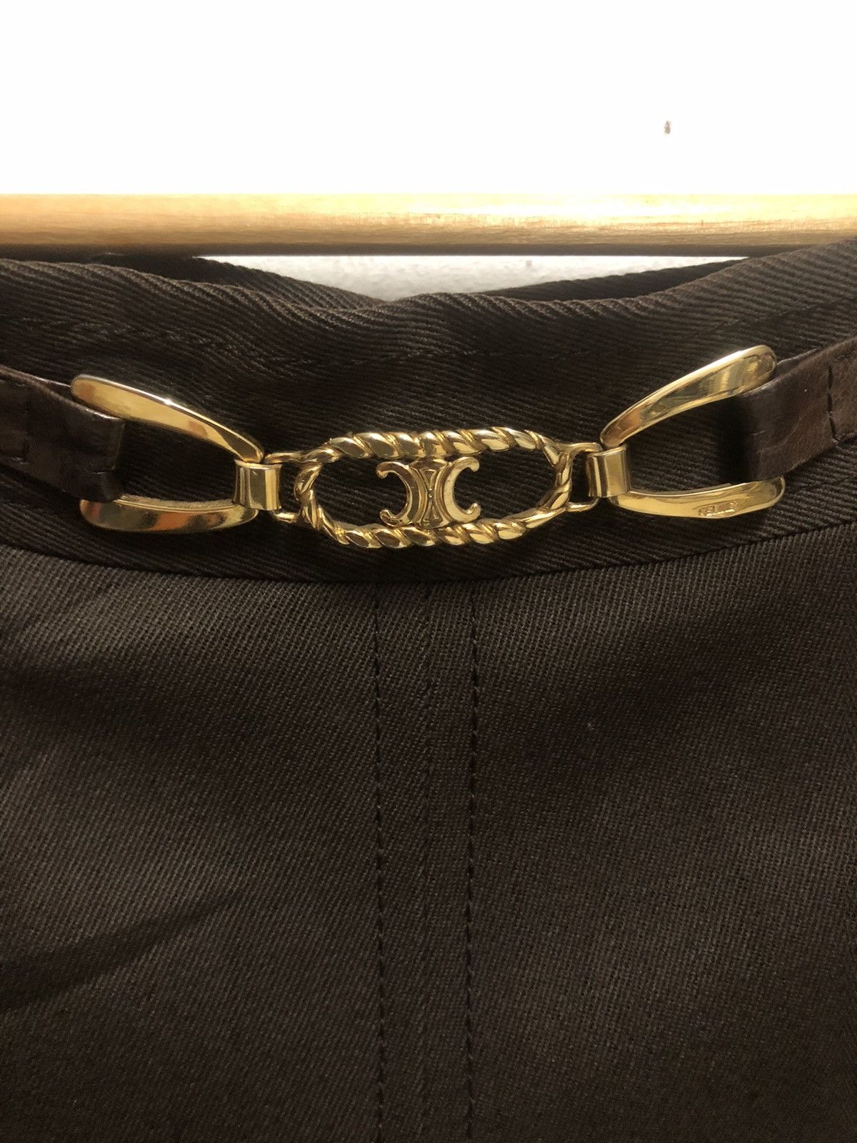 Vtg celine paris buckle brown midi skirt