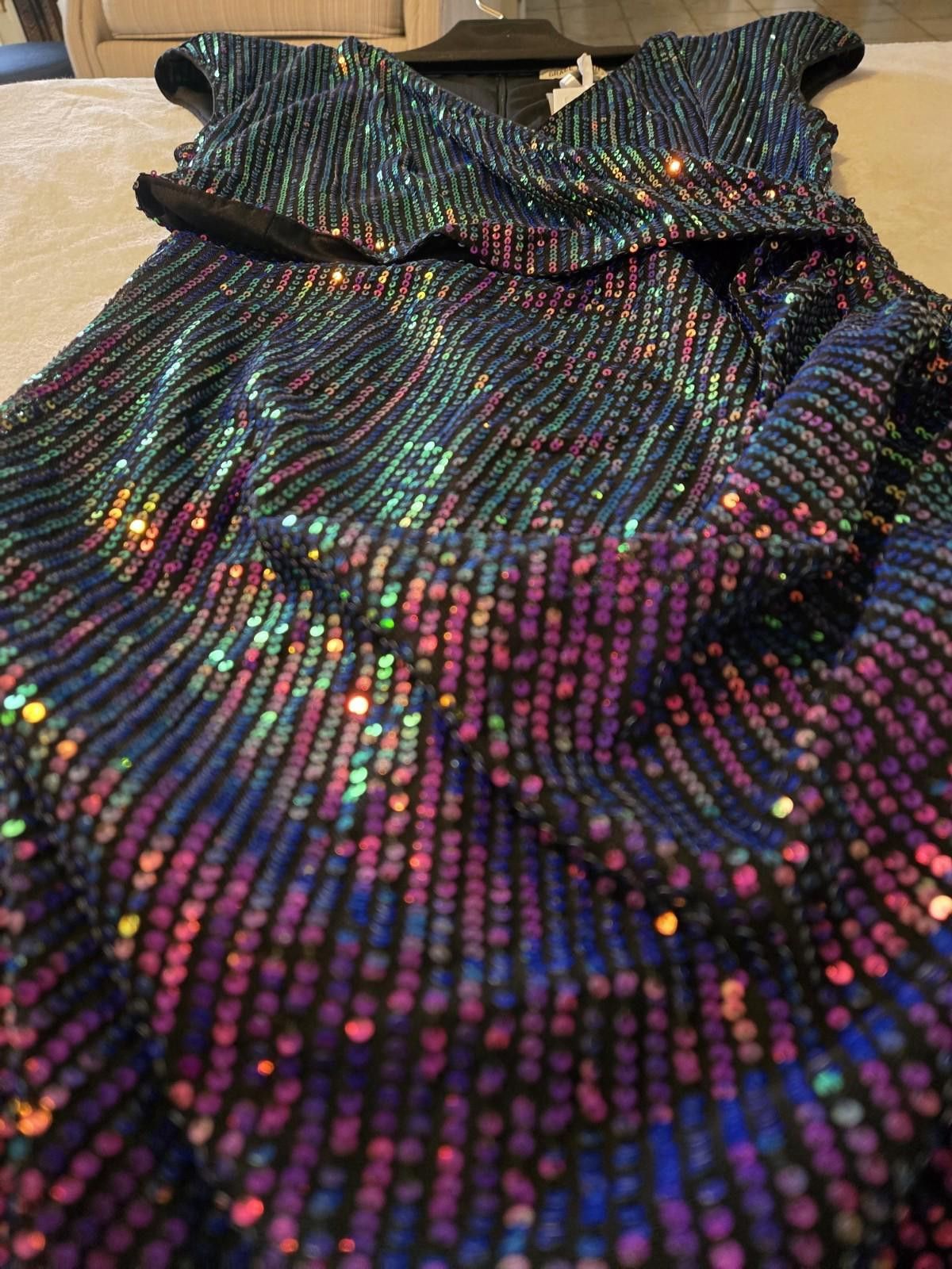 Other NWT Grace Karin Wrap Dress Women's M Purple Sequin Sparkly Size M / US 6-8 / IT 42-44 - 5 Thumbnail