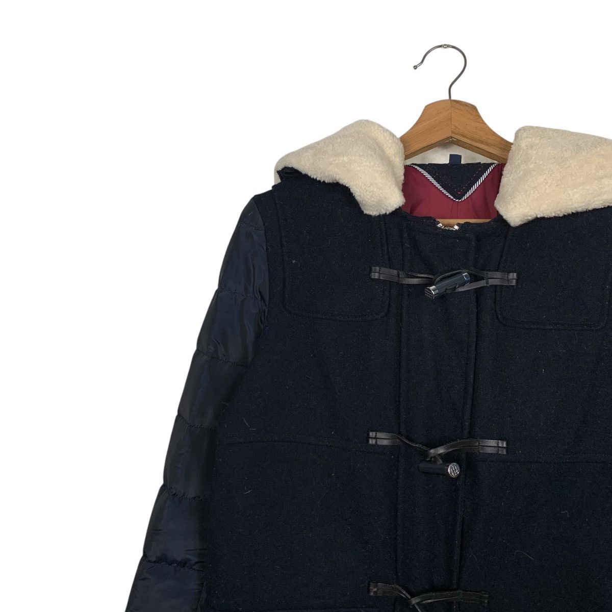 Tommy Hilfiger TOMMY HILFIGER Puffer Wool Hooded Hybrid Long Coat 2456-C110 Size US XS / EU 42 / 0 - 6 Thumbnail