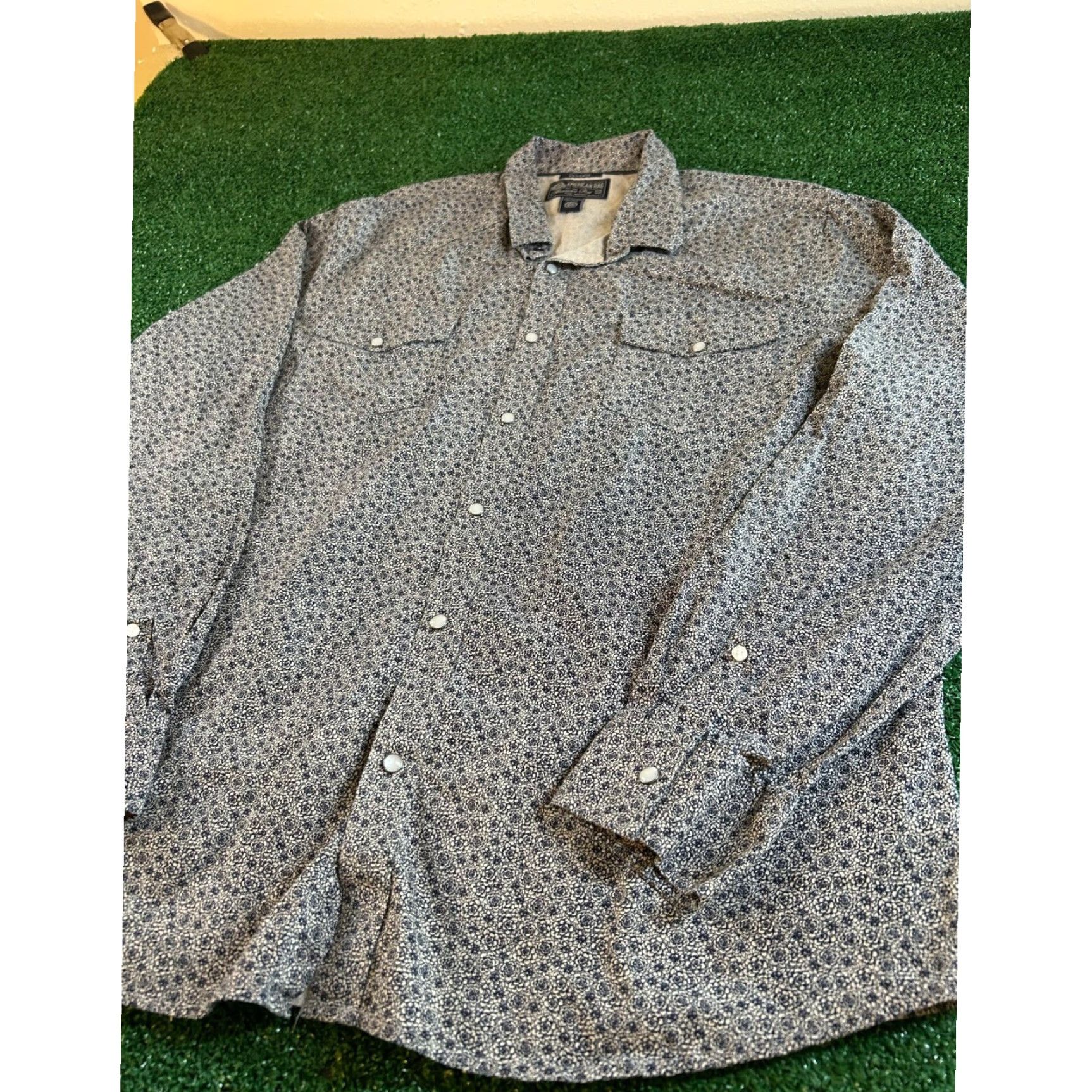 Vintage American Rag Shirt Long Sleeve Western Blue White Floral Mens XXL 2XL Size US XXL / EU 58 / 5 - 3 Thumbnail
