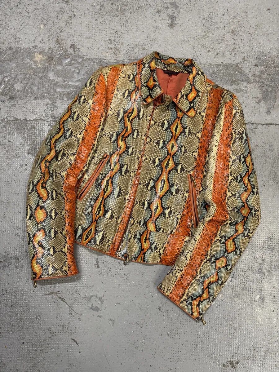 Roberto Cavalli SS2001 Roberto Cavalli Grey & Orange Python Leather Jacket Size US S / EU 44-46 / 1 - 14 Thumbnail
