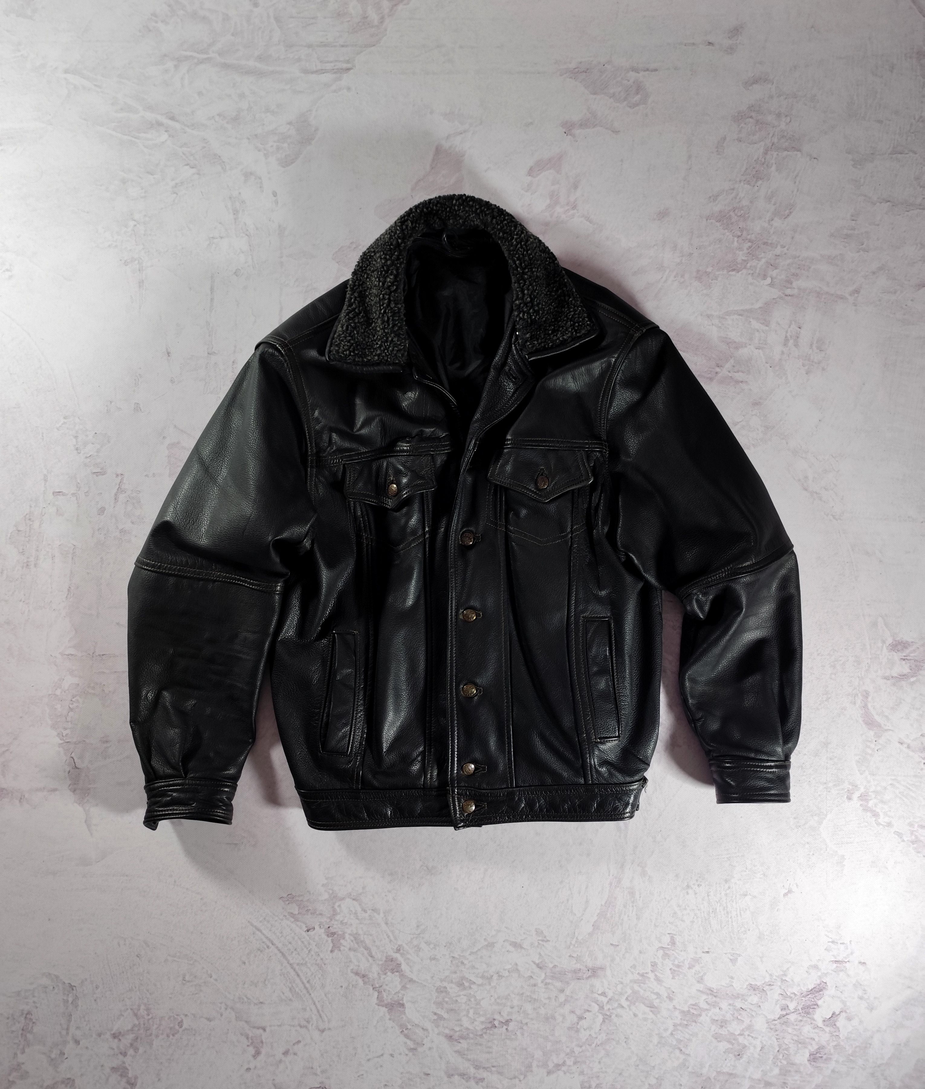 Vintage Men's Black Leather Jacket Vintage Avant-Garde Real Leather Size US XL / EU 56 / 4 - 1 Thumbnail