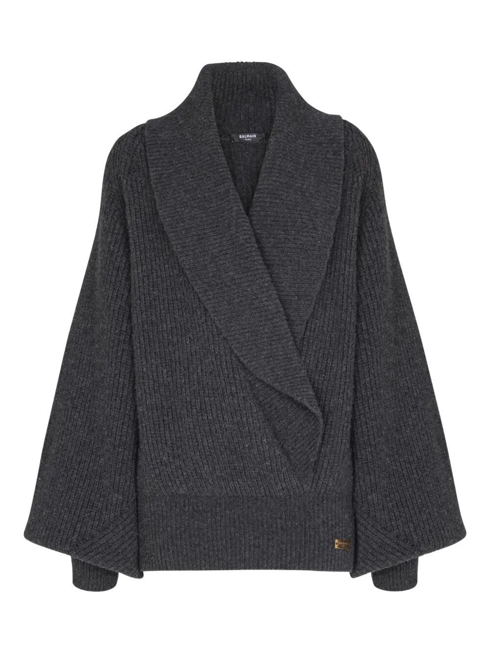Balmain BATWING OPEN NECK RIBBED KNIT PULL Size M / US 6-8 / IT 42-44 - 1 Thumbnail