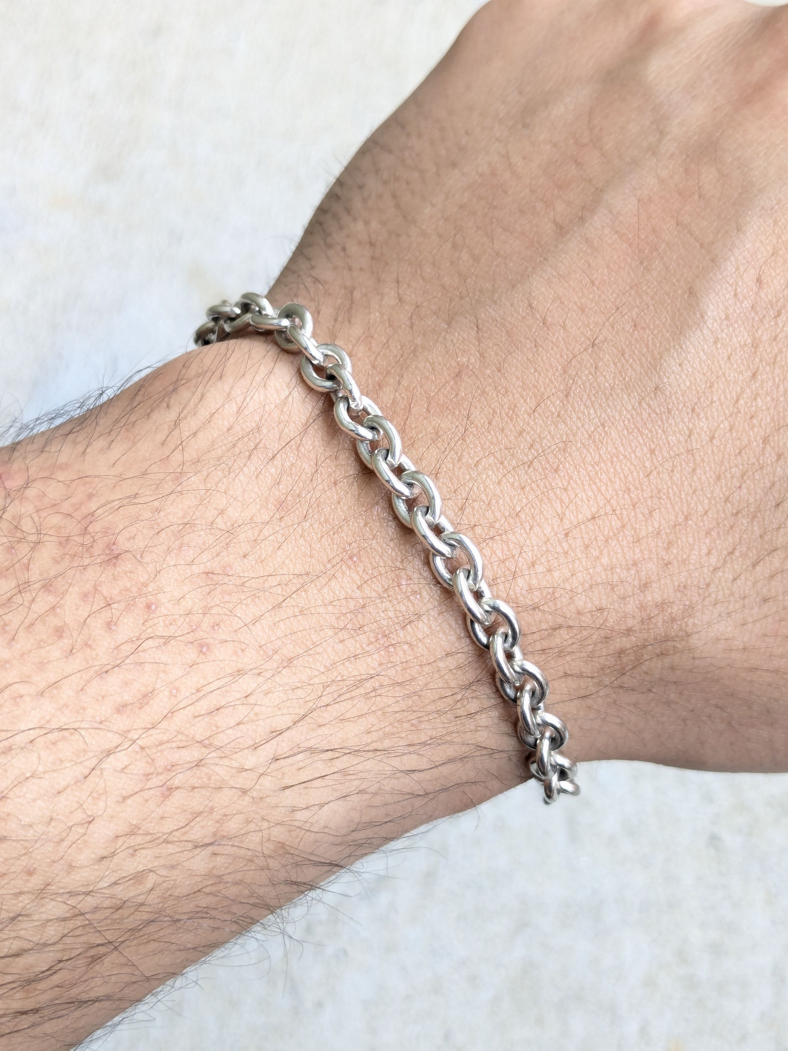 Jewelry Vintage Sterling Silver Bracelet Round Rolo Chain 7.5" Y2K Size ONE SIZE - 10 Thumbnail