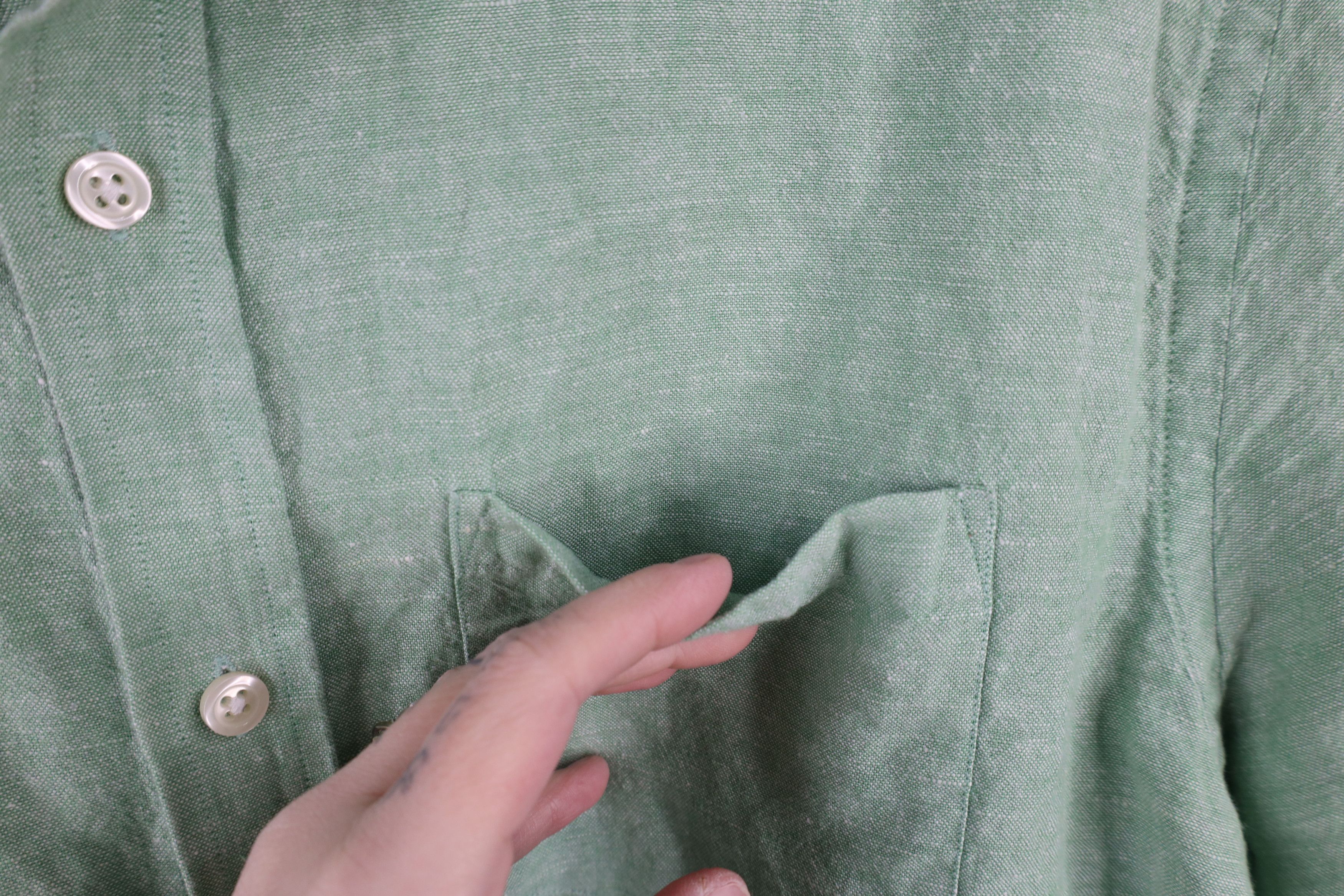 Banana Republic × Vintage Banana Republic Chambray Short Sleeve Button Shirt Green Size US M / EU 48-50 / 2 - 4 Thumbnail