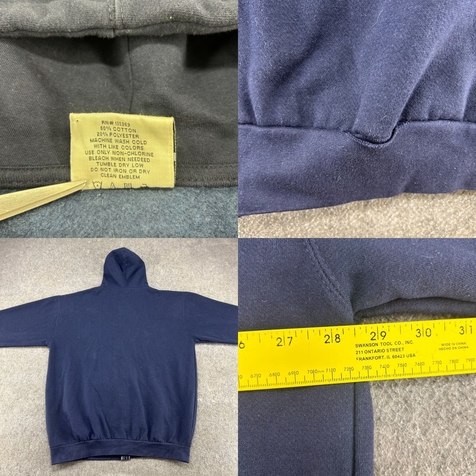 Russell Athletic VINTAGE Russell Hoodie Mens 3XLT Blue Navy Full Zip Cotton Drawstring 90s Zipper Logo Size US XXL / EU 58 / 5 - 8 Thumbnail