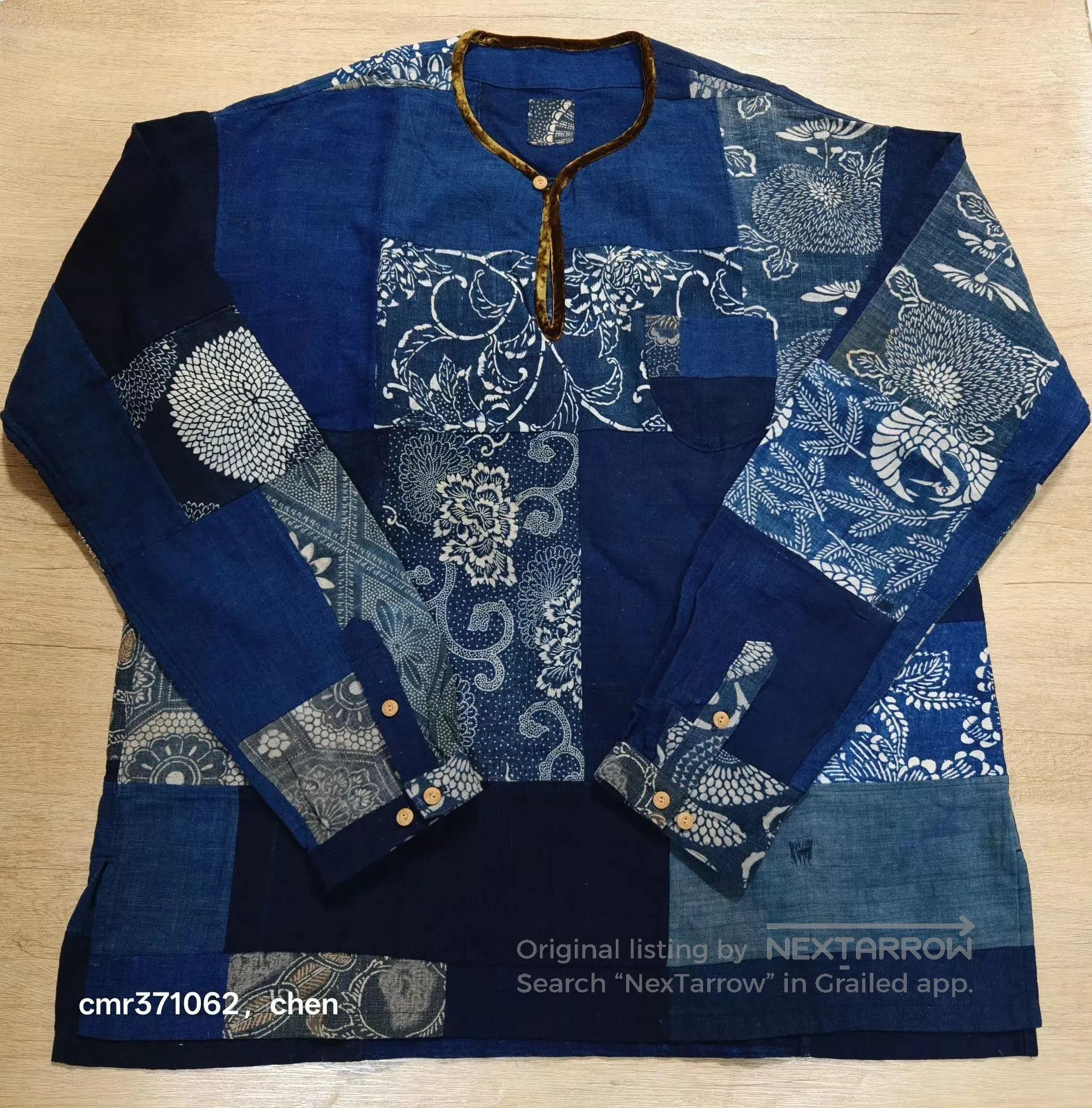 Visvim Blue Patchwork Long-Sleeve Shirt XL. Size US XL / EU 56 / 4 - 1 Thumbnail
