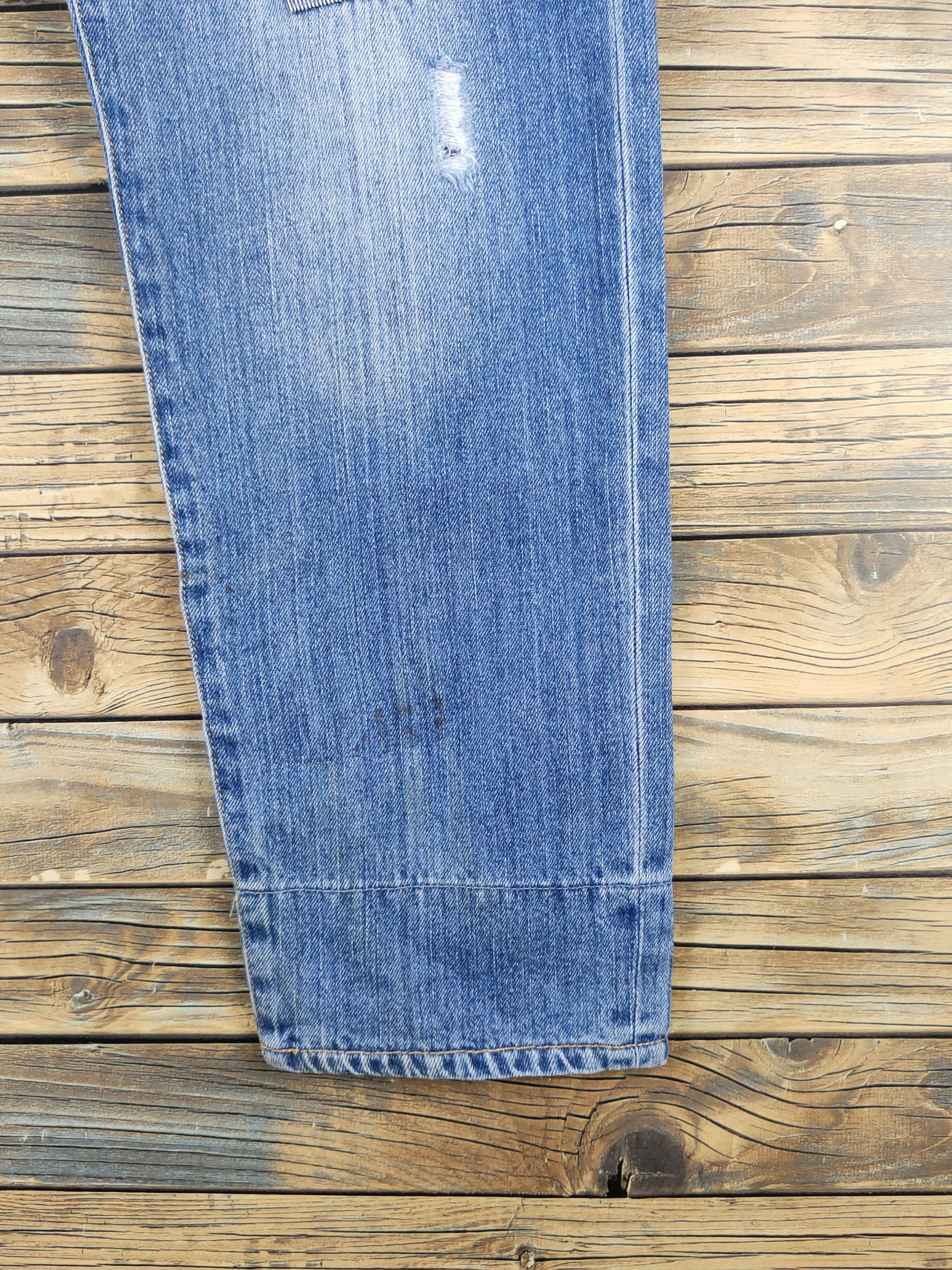 Japanese Brand × Vintage Pinc Ponc Blue Distressed Ripped Patch Jeans #1309 Size 33" - 6 Thumbnail