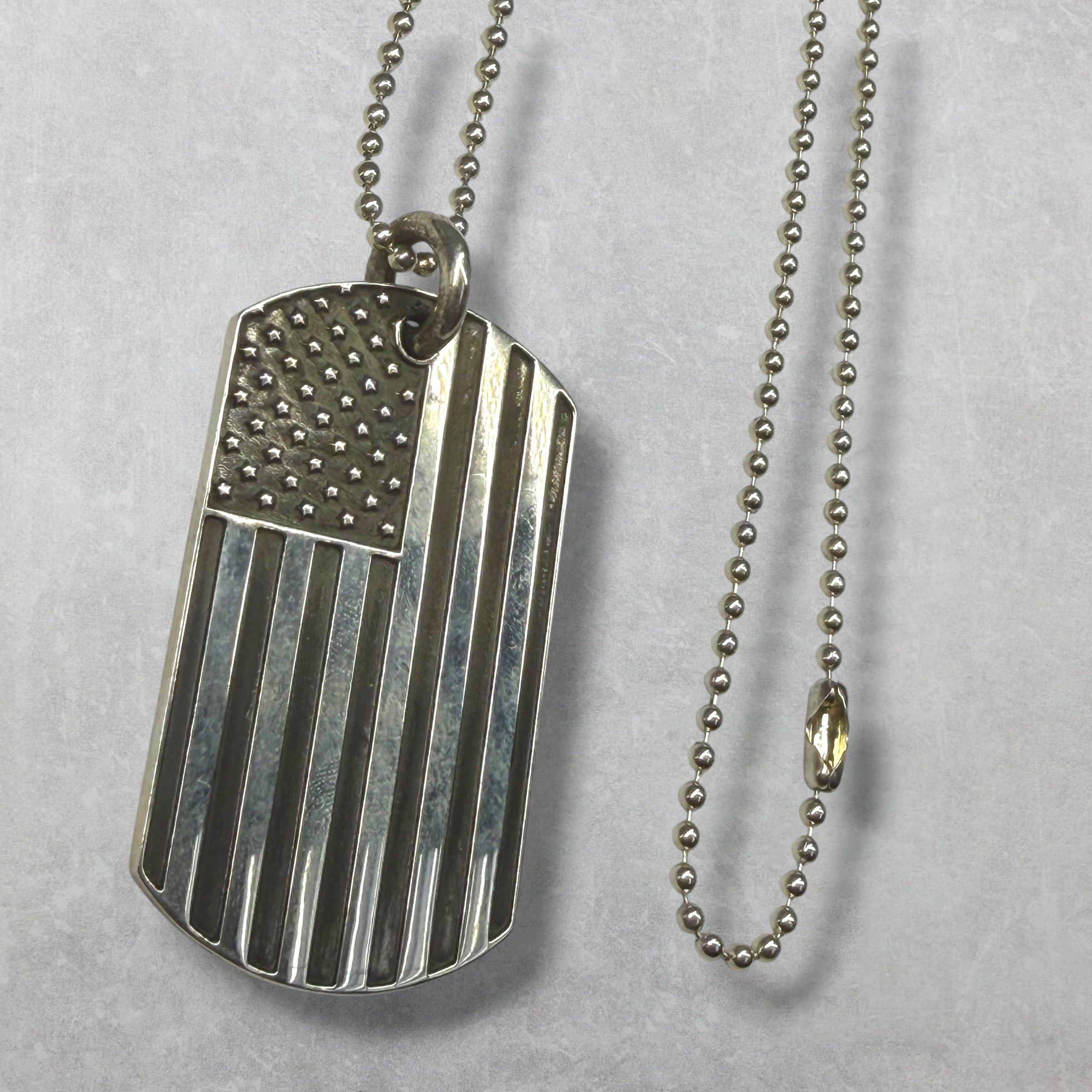 Chrome Hearts Chrome Hearts American Flag Richard Dog Tag w/ Ball Chain Size ONE SIZE - 1 Thumbnail