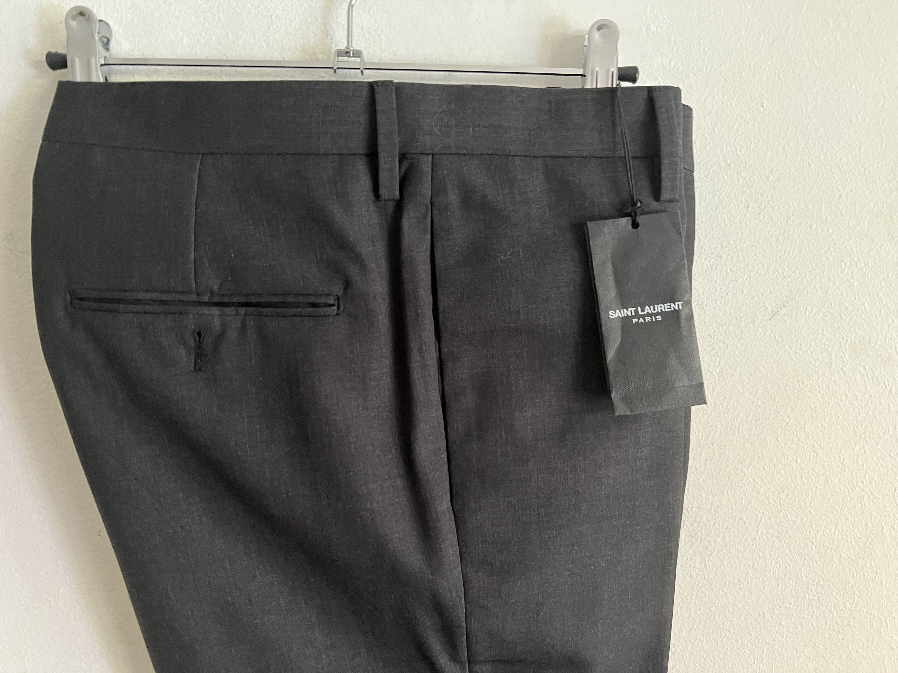 Hedi Slimane × Saint Laurent Paris Hedi Slimane Charcoal Wool Trousers Size US 34 / EU 50 - 6 Thumbnail