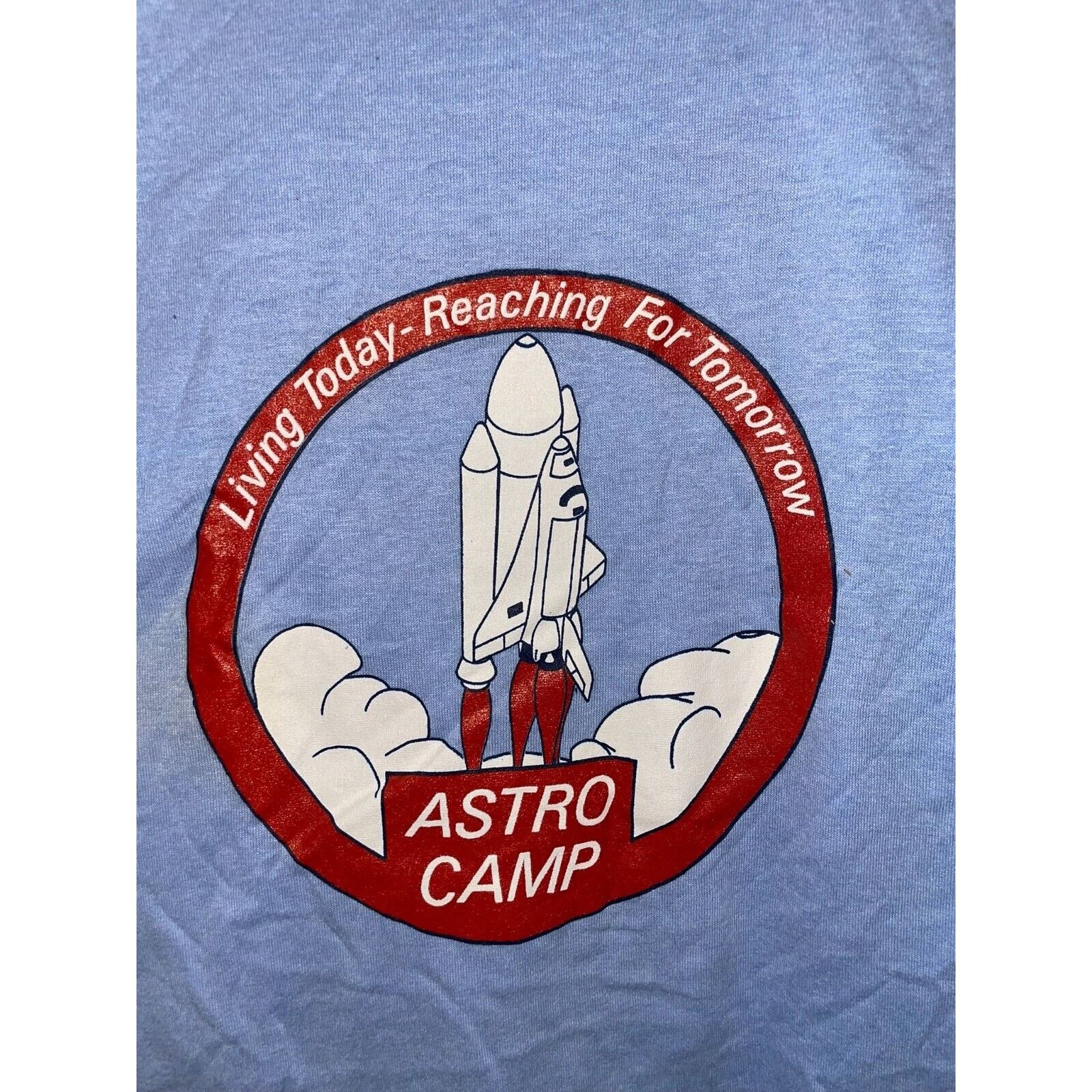 Jerzees Vintage Rocket Ship Shirt Astro Camp Living Today Tee 80s L Size US M / EU 48-50 / 2 - 2 Thumbnail