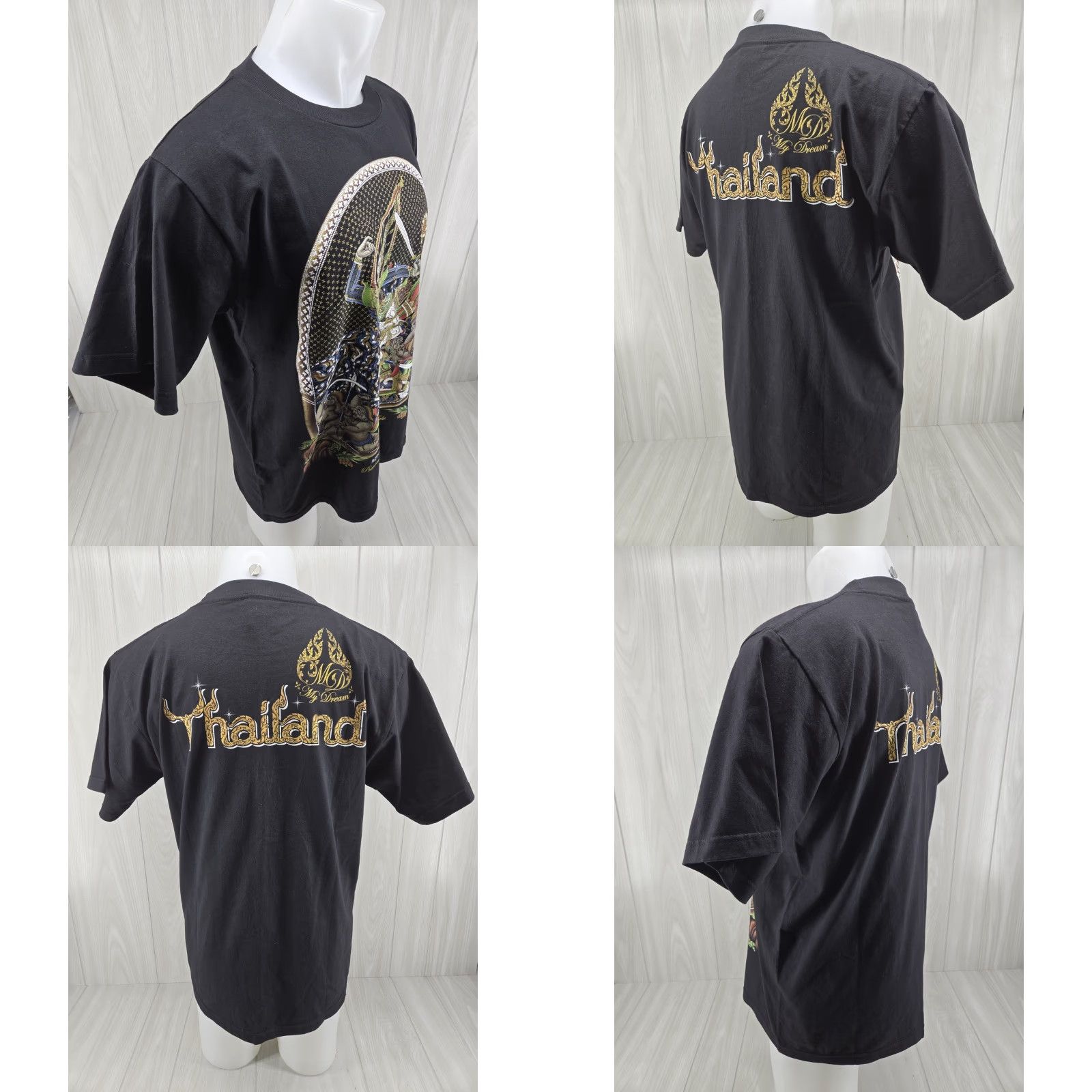 Vintage My Dreams Thailand Praram & Hanumarn Black T-Shirt Mens Large Crew Neck Short Sleeve Cotton Size US L / EU 52-54 / 3 - 8 Thumbnail