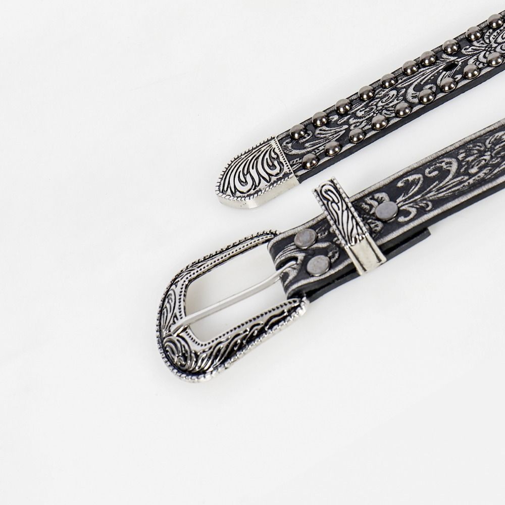 Japanese Brand Gothic Studded Belt (cement gray) 34-36 inch waist Size ONE SIZE - 3 Thumbnail