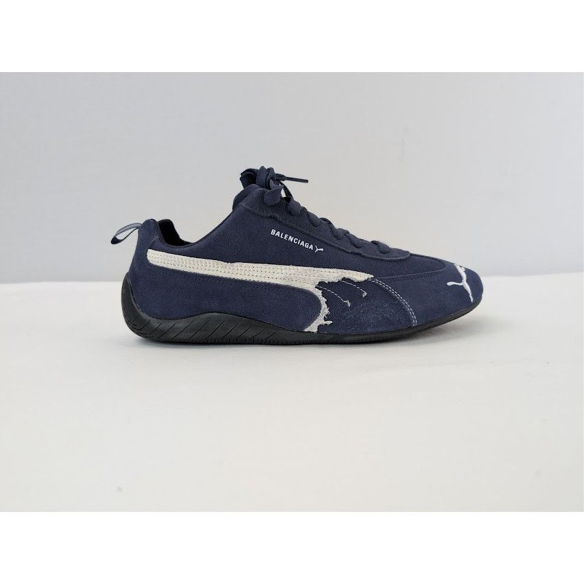 Balenciaga × Puma o1rshd1 Speedcat Destroyed Low Top Sneaker in Navy / White Size US 10 / EU 43 - 4 Thumbnail