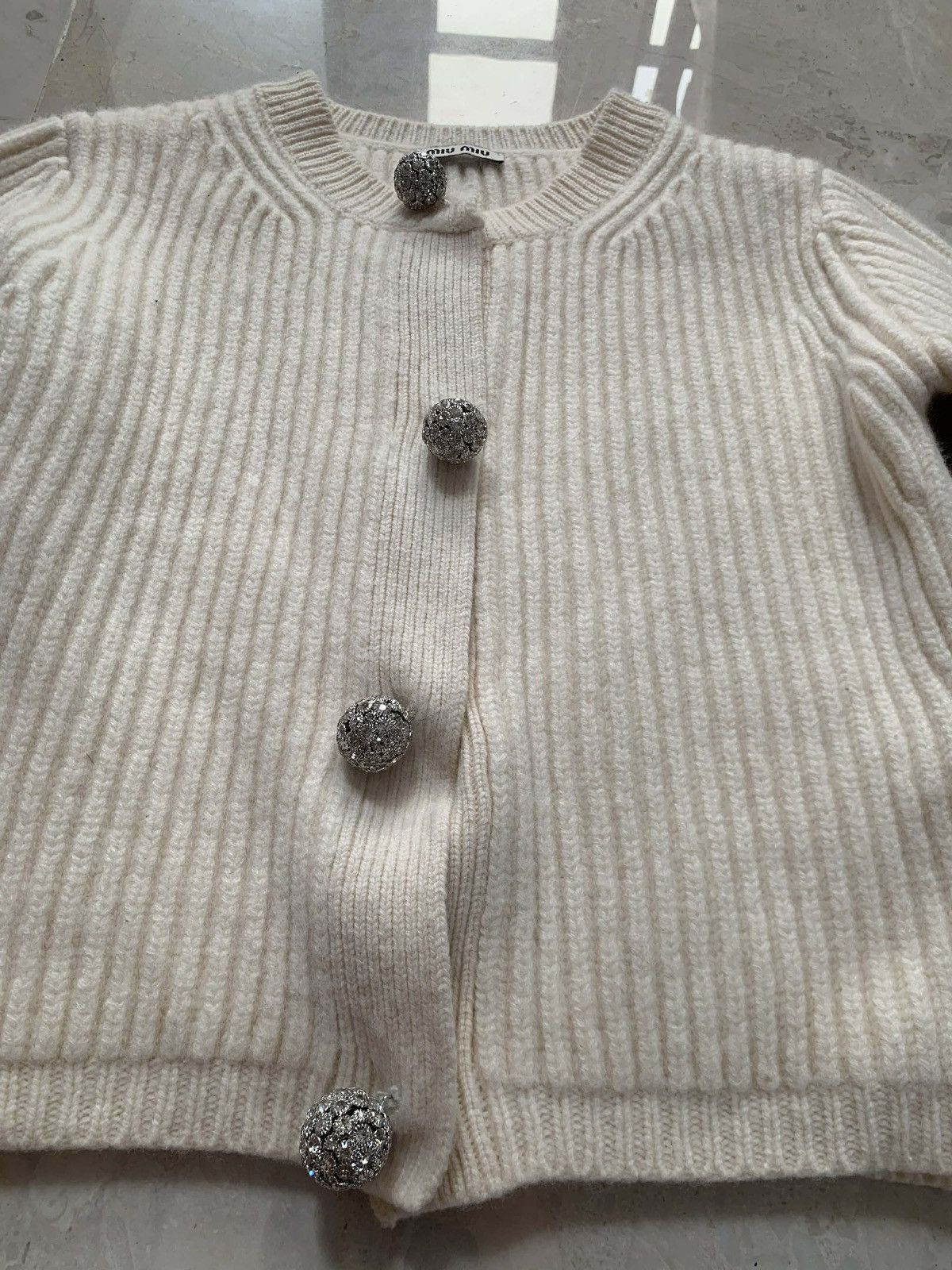 Miu Miu Miu Miu Wool Croptop Long Sleeve Shirt "Jewel Button" Size XS / US 0-2 / IT 36-38 - 3 Thumbnail