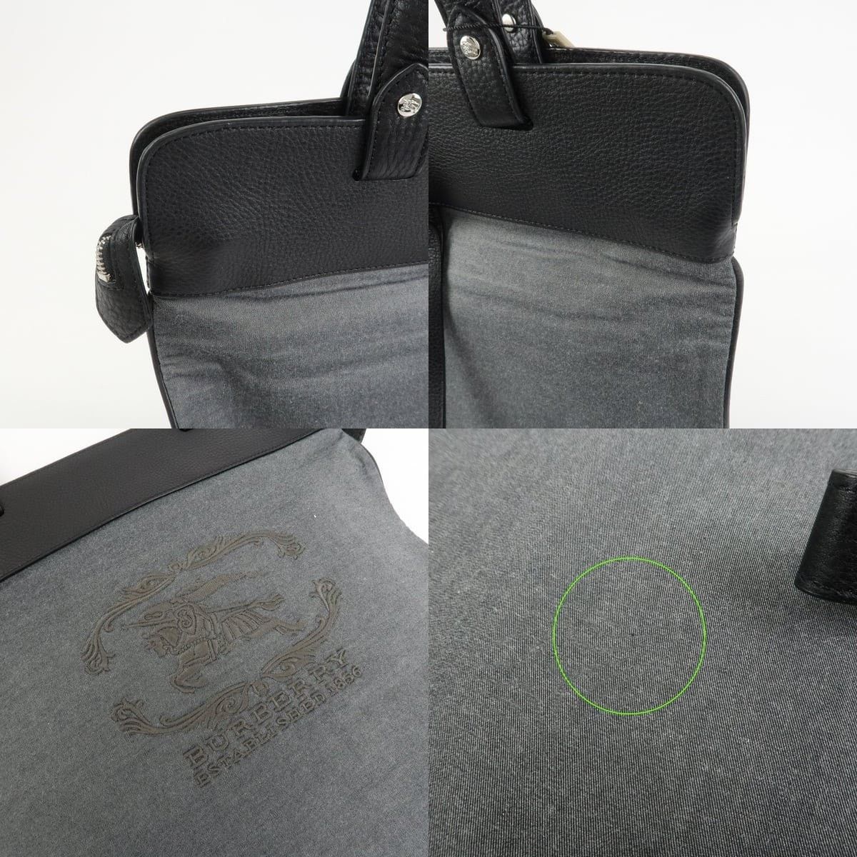 Burberry Burberry Logo Leather Canvas Tote Gray Size ONE SIZE - 6 Thumbnail