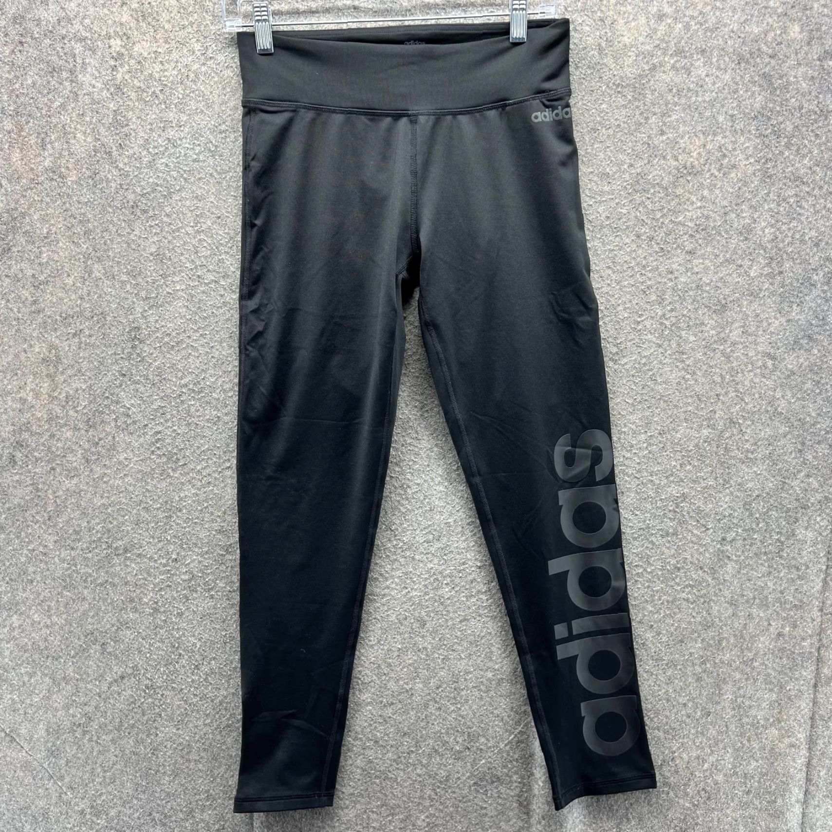 Adidas Adidas Leggings Womens Medium Black Climalite Athletic Spell Out Logo Yoga Gym Size 32" / US 10 / IT 46 - 2 Thumbnail