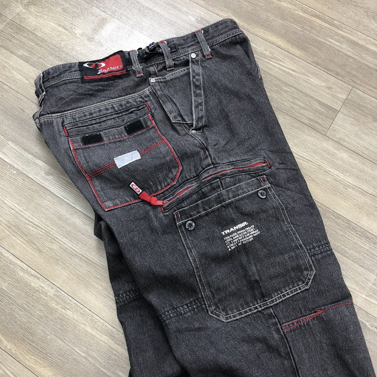 Vintage Vintage Transer Multi Pocket Cargo Bondage Baggy Jeans Y2K Size US 31 - 3 Thumbnail