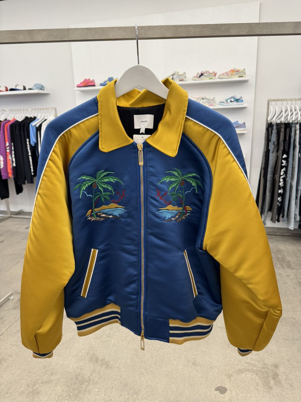 Rhude Rhude Palm Eagles Souvenir Jacket Mustard Size US L / EU 52-54 / 3 - 1 Thumbnail