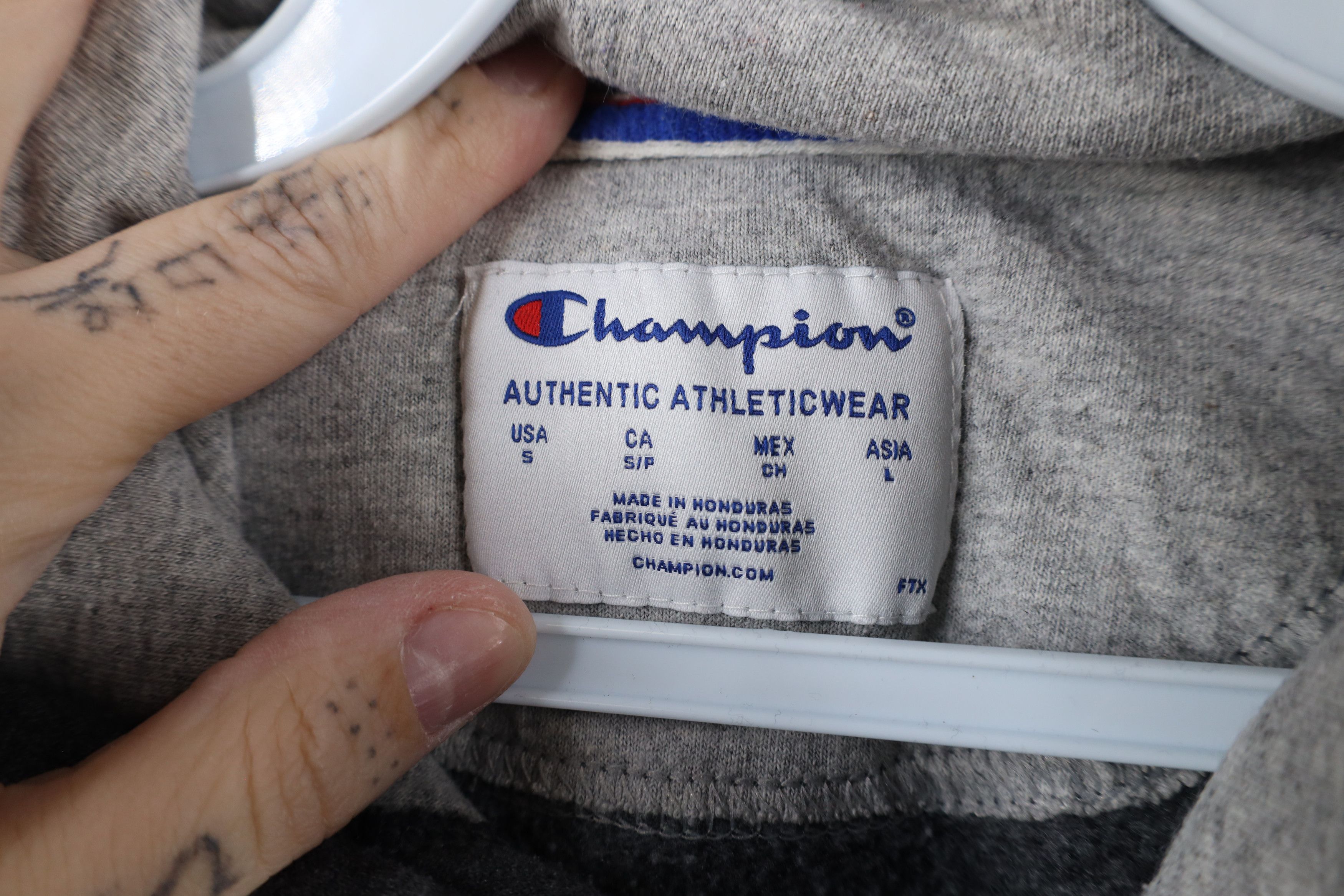 Champion × Vintage Vintage Champion Monochrome Hoodie Sweatshirt Heather Gray Size US S / EU 44-46 / 1 - 9 Thumbnail