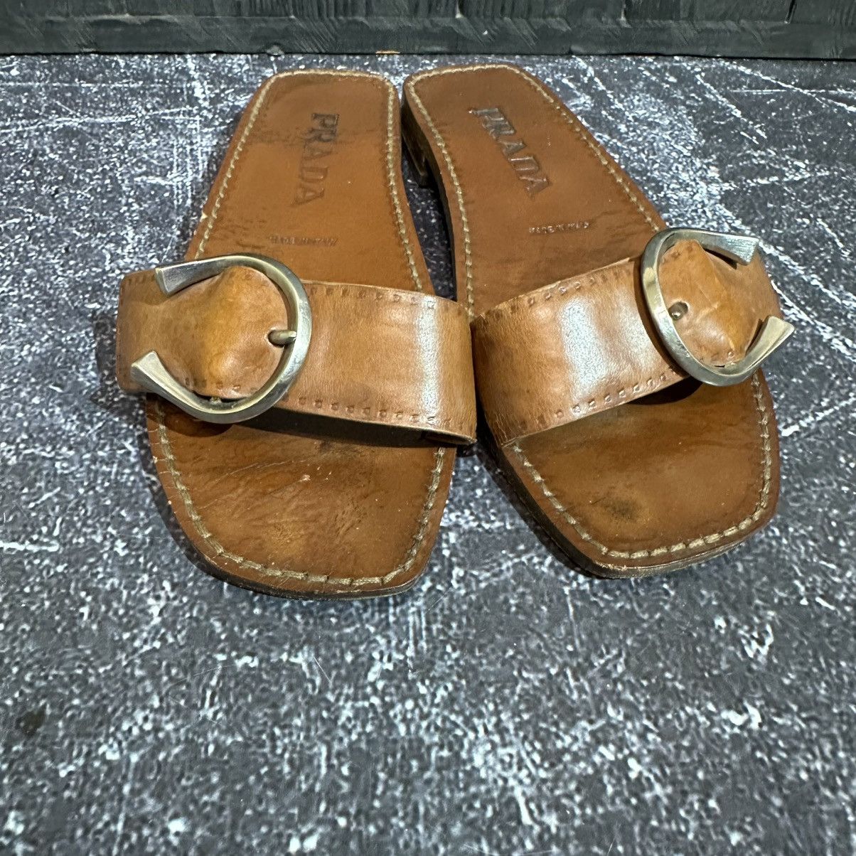 Prada VINTAGE PRADA - Women’s Leather Sandals Size 36 Size US 6 / IT 36 - 6 Thumbnail