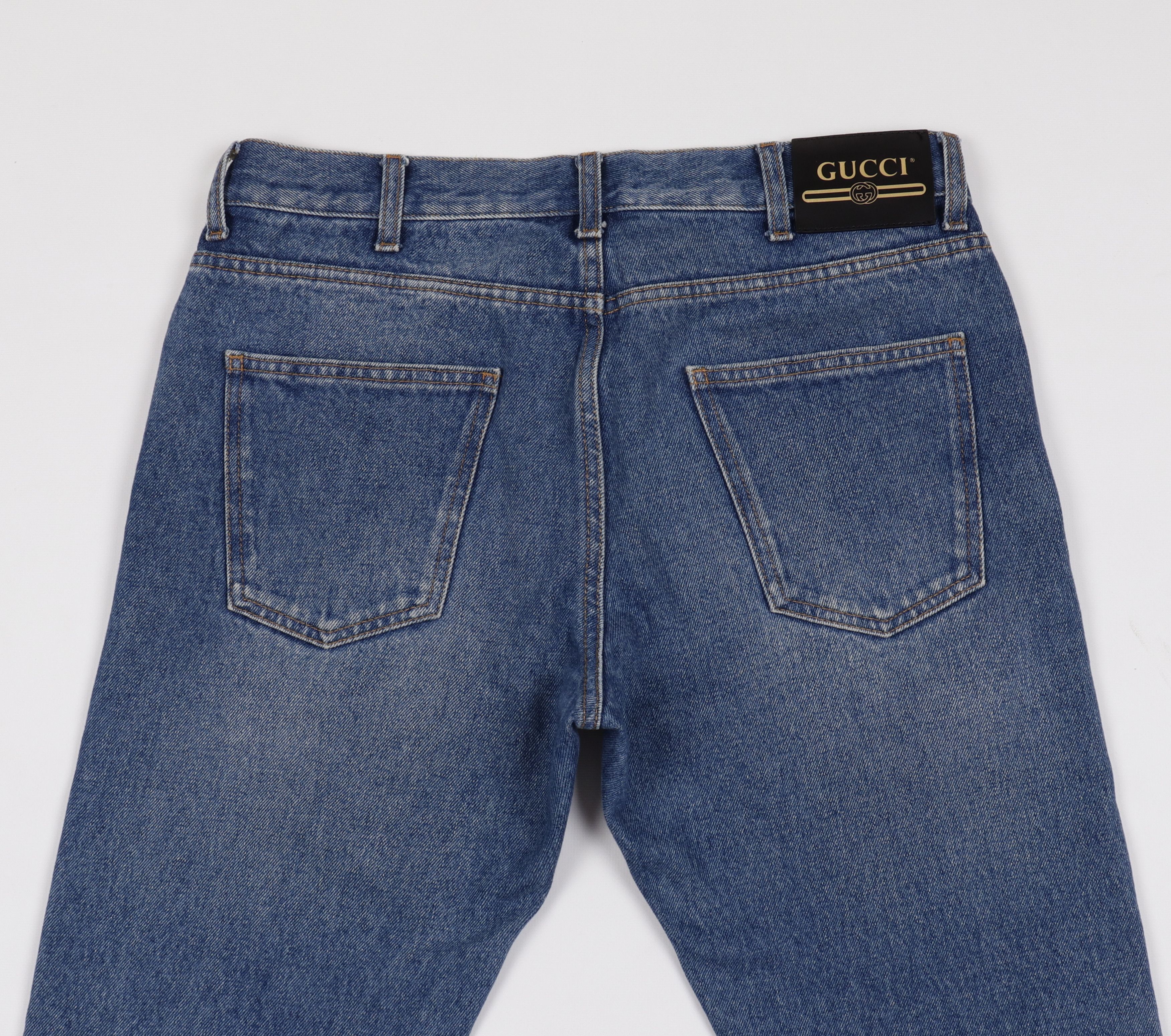 Gucci Men's Gucci Cotton Blue Jeans GG Web Patch Size W32-33" Size US 33 - 7 Thumbnail