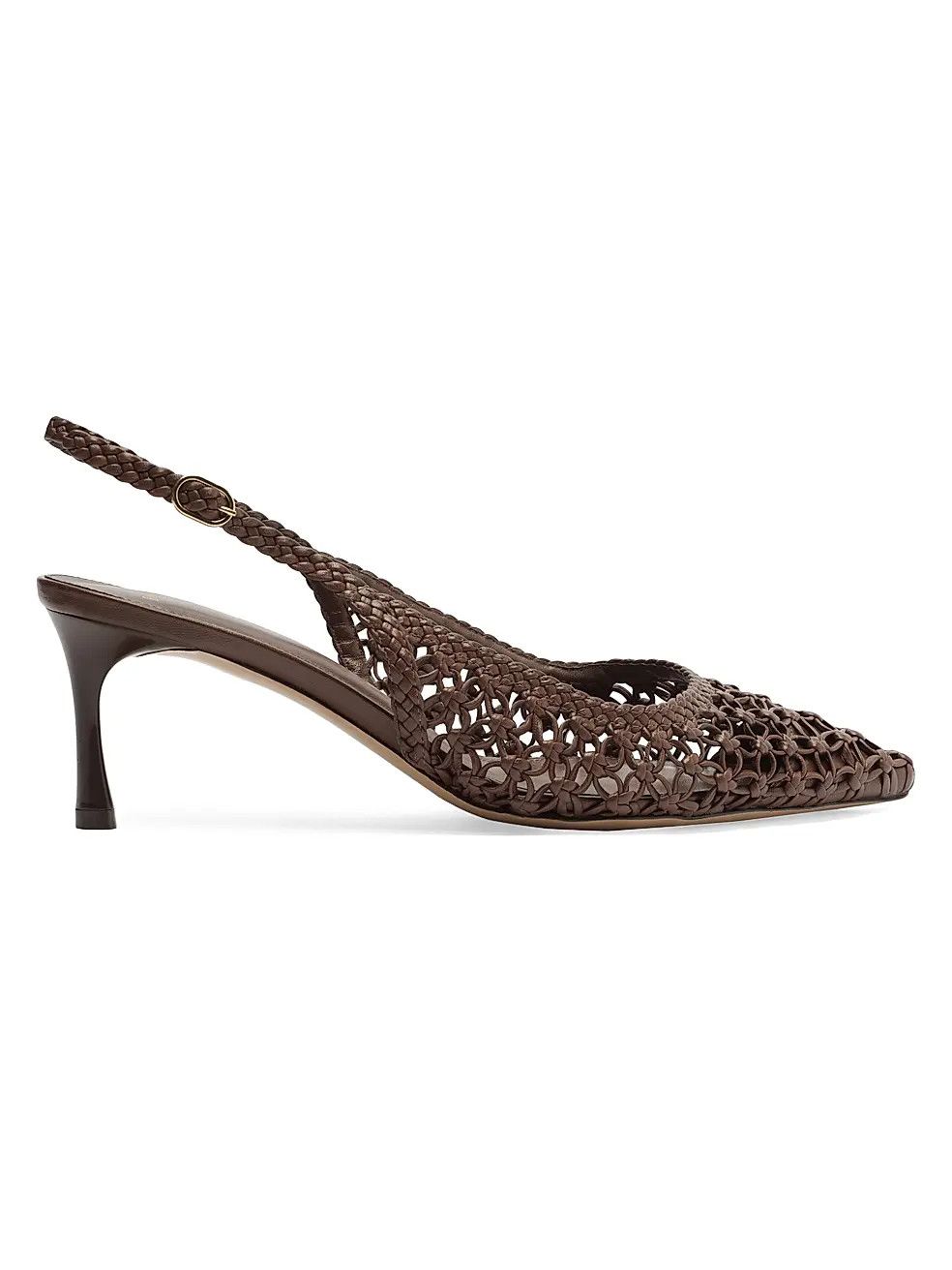 os11x1225 Jane Tresse 60MM Woven Leather Slingback Pumps