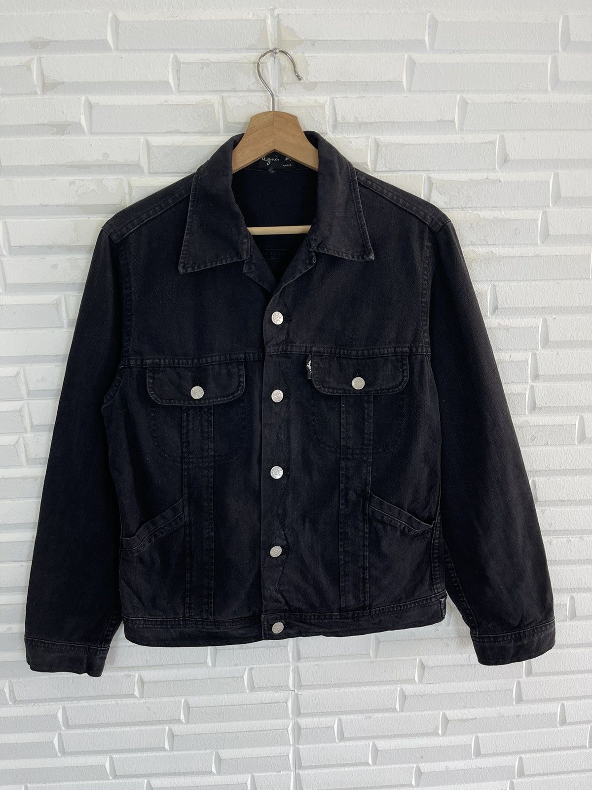 agnes b. Vintage 90's Agnes B Homme Black Denim Jacket Small