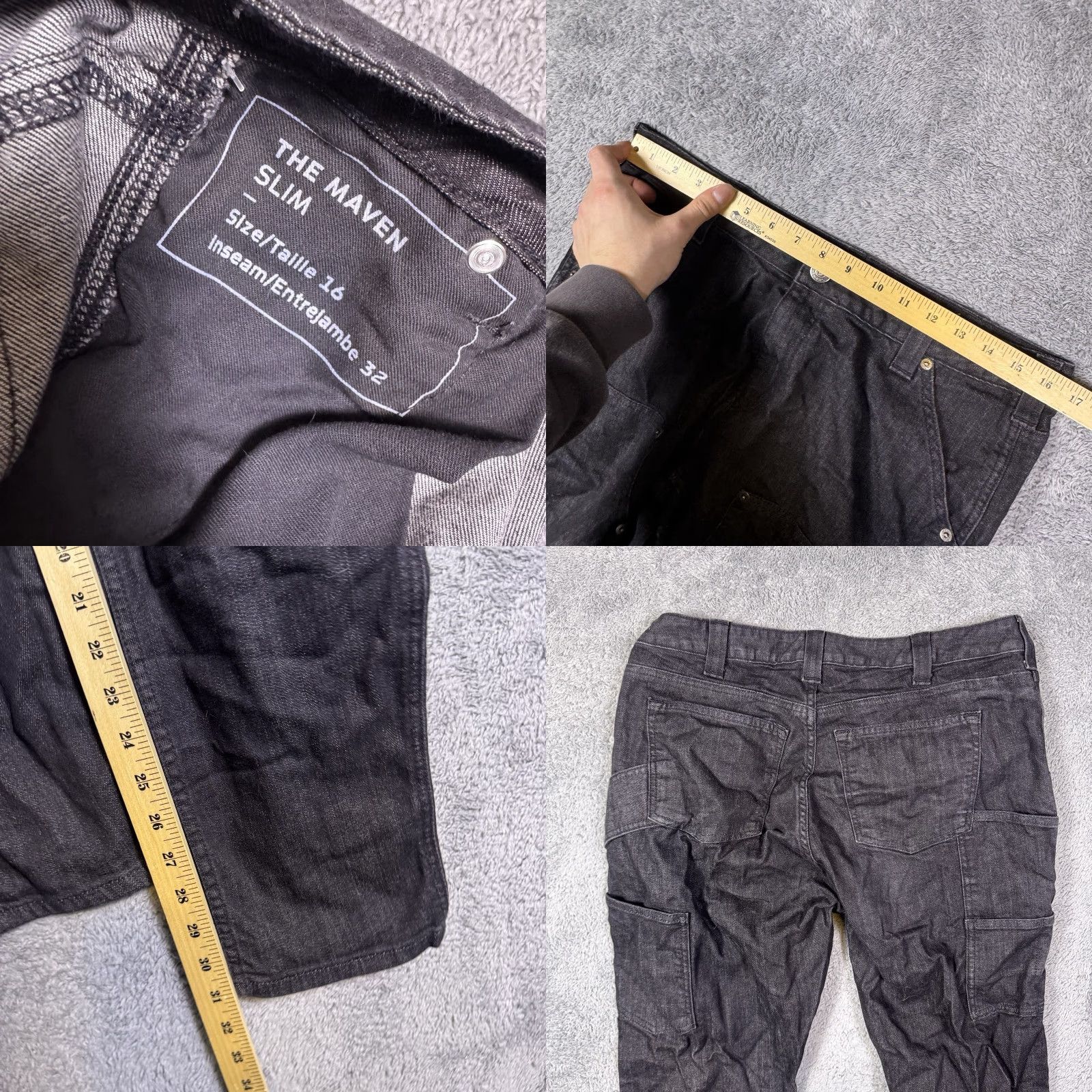 Vintage Dovetail Workwear Maven Jeans Womens 16/32 Slim Double Knee 5-Pocket Black Denim (Cotton) Regular Size 12/32 Inseam 31" Size 34" / US 12 / IT 48 - 8 Thumbnail