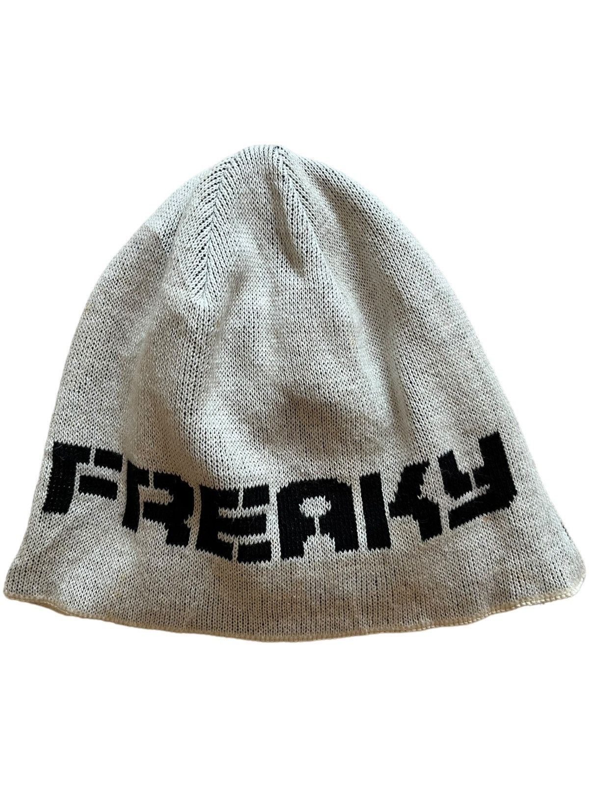 Japanese Brand Hype Vintage Freaky Spell Out Grey Beanie Size ONE SIZE - 1 Thumbnail