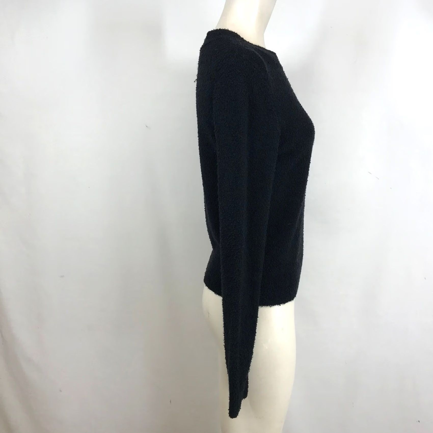 Vince Vince Black Boucle Cotton Blend Crew Neck Sweater XS Women Quiet Luxury Classic Size XS / US 0-2 / IT 36-38 - 4 Thumbnail